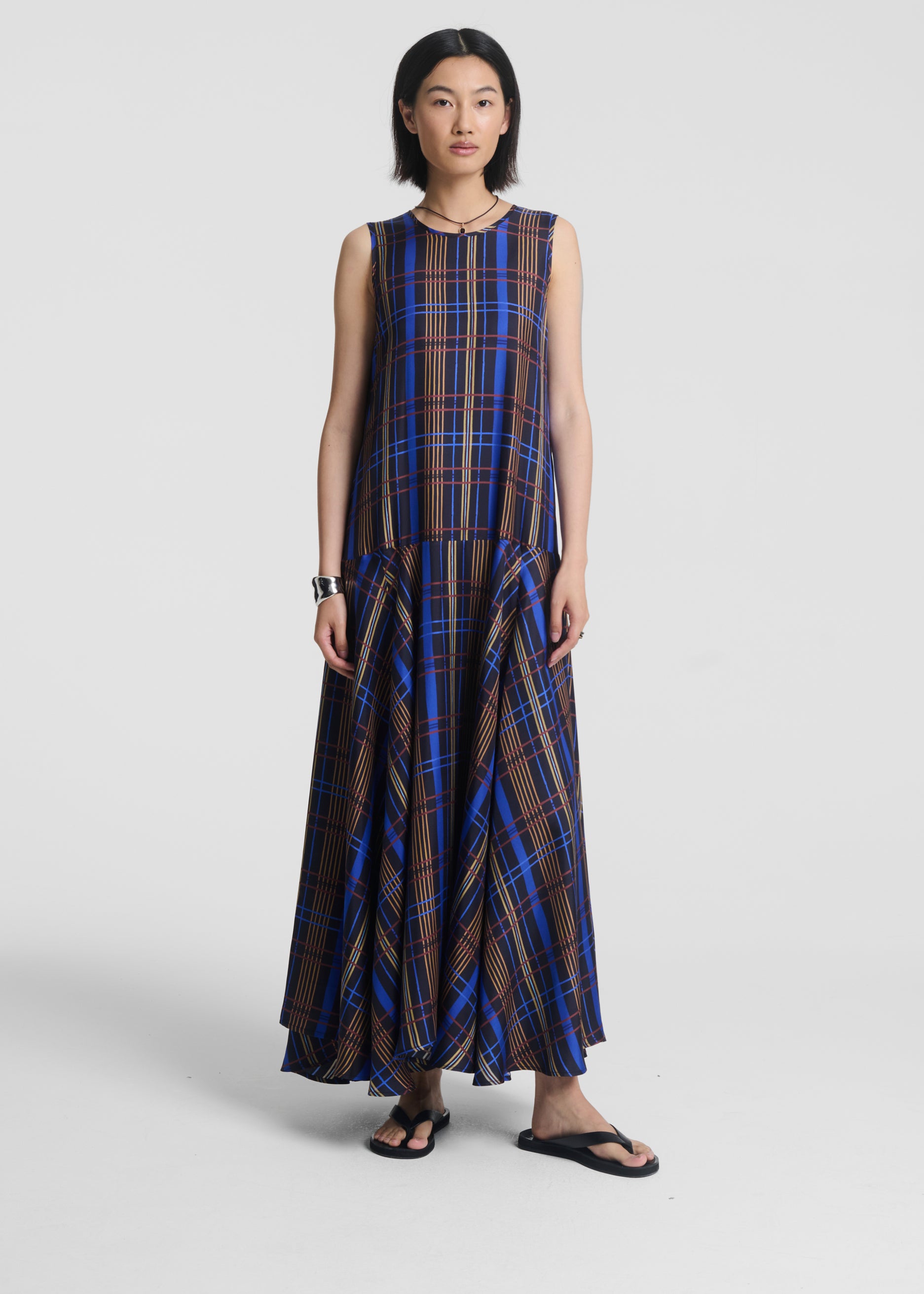 Rita Dress Plaid Silk Twill