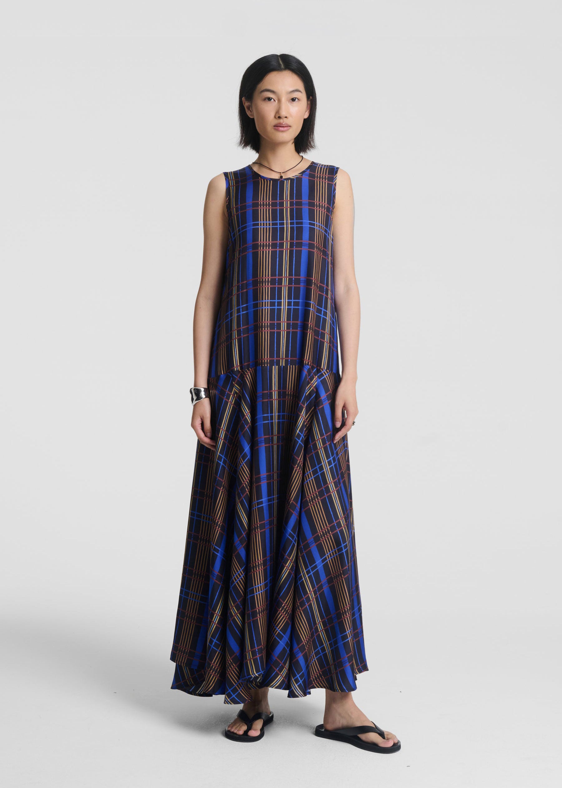Rita Dress Plaid Silk Twill