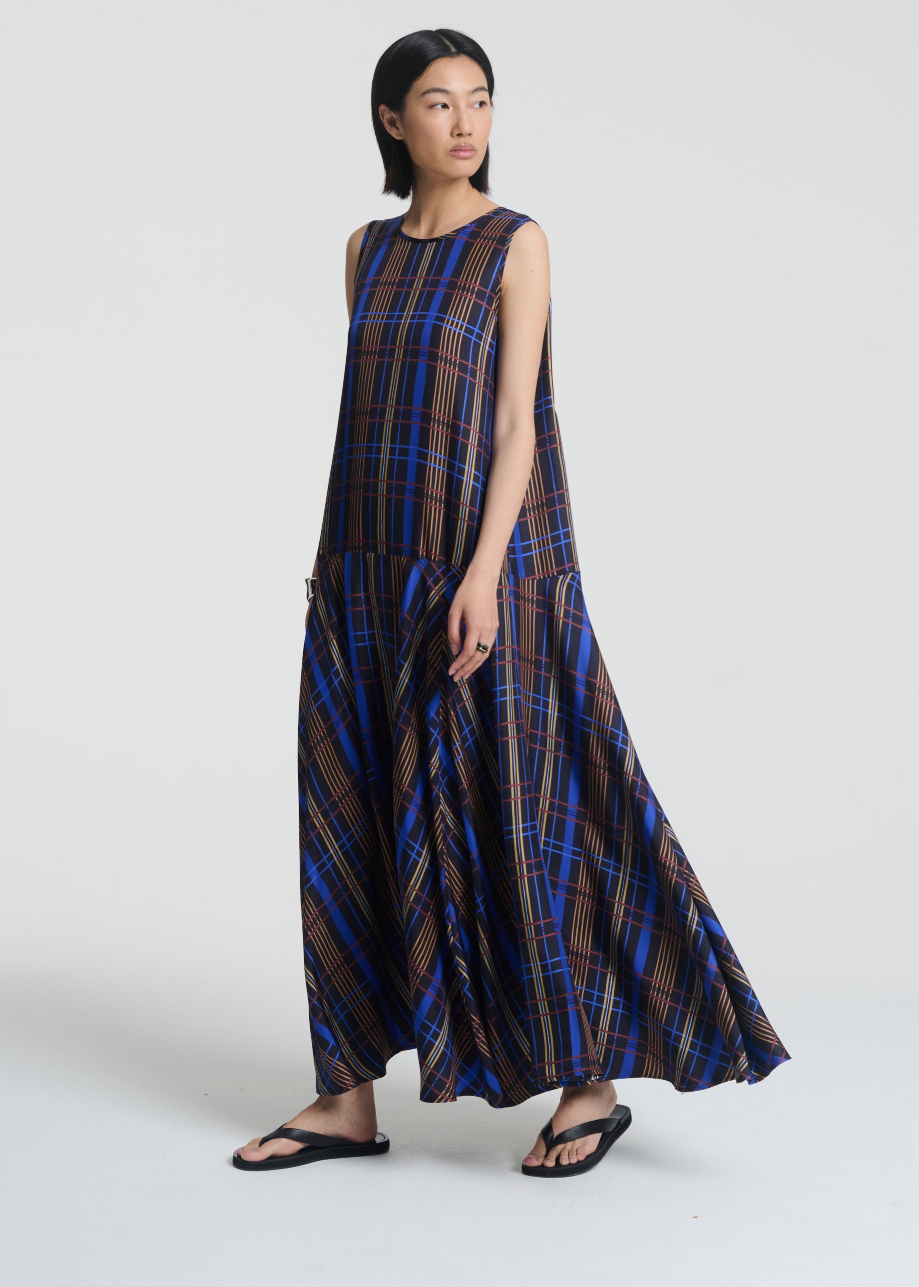 Rita Dress Plaid Silk Twill