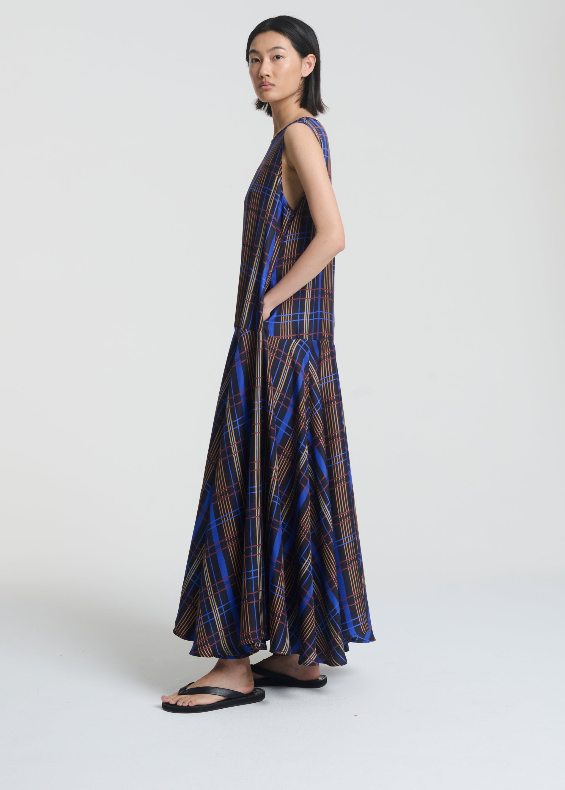 Rita Dress Plaid Silk Twill