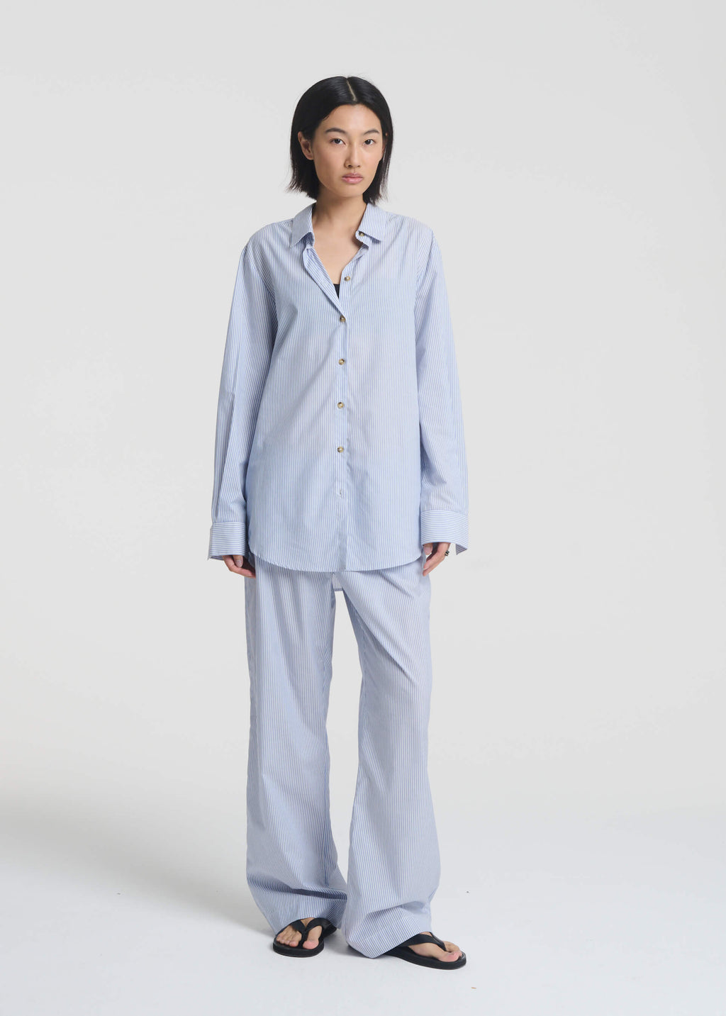 London Shirt Blue Stripe Cotton Silk