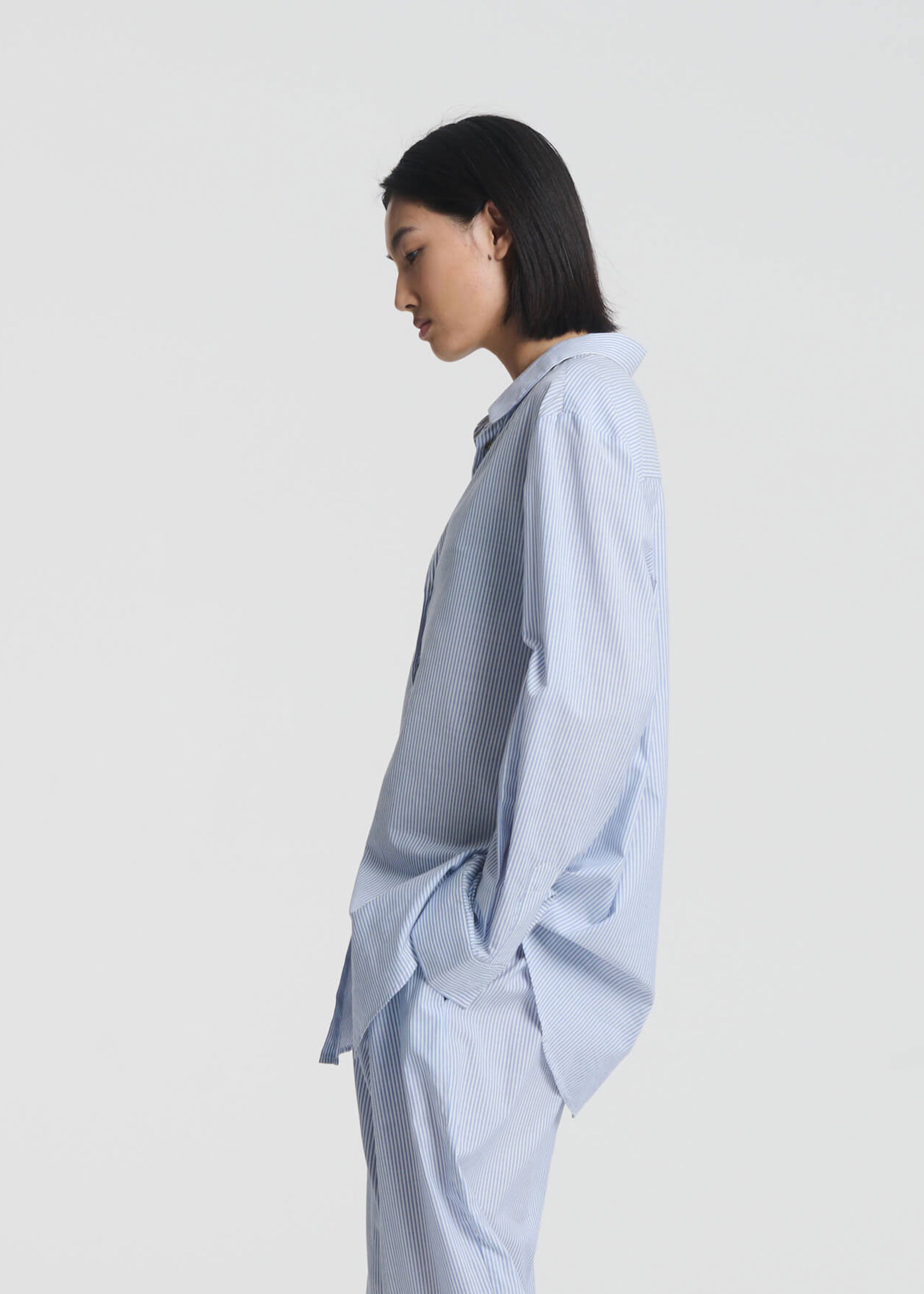 London Shirt Blue White Stripe Cotton Silk