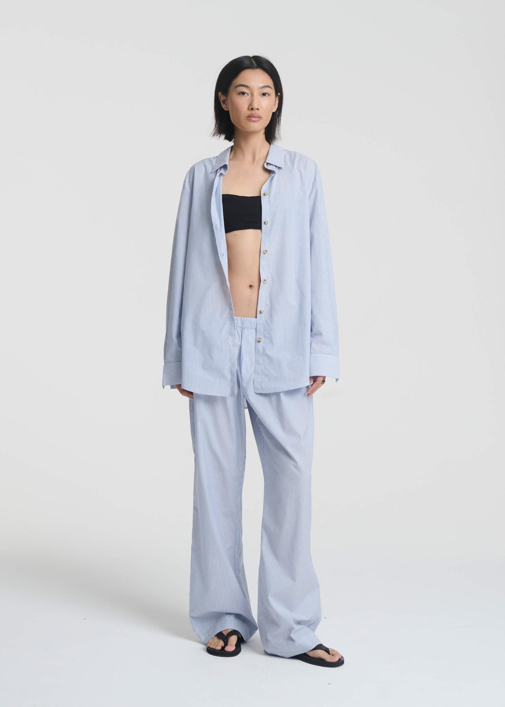 Rosa Trouser Blue Stripe Cotton Silk