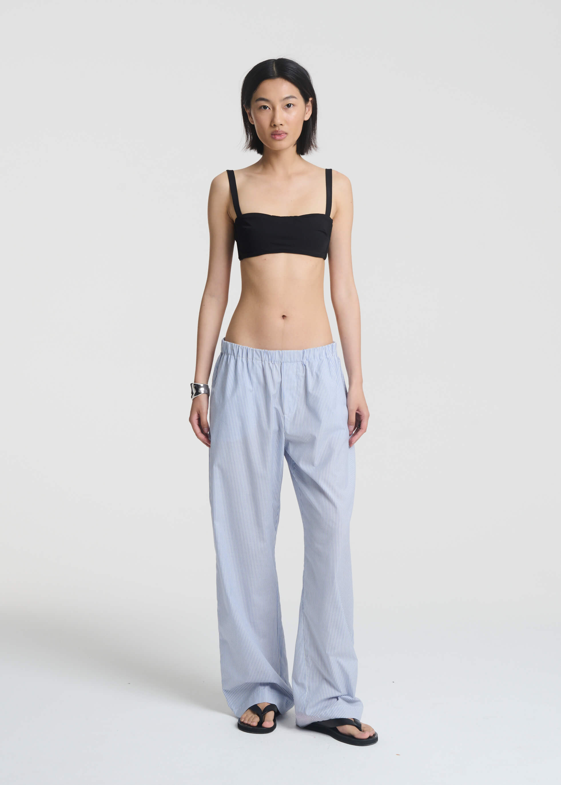 Rosa Trouser Blue White Stripe Cotton Silk