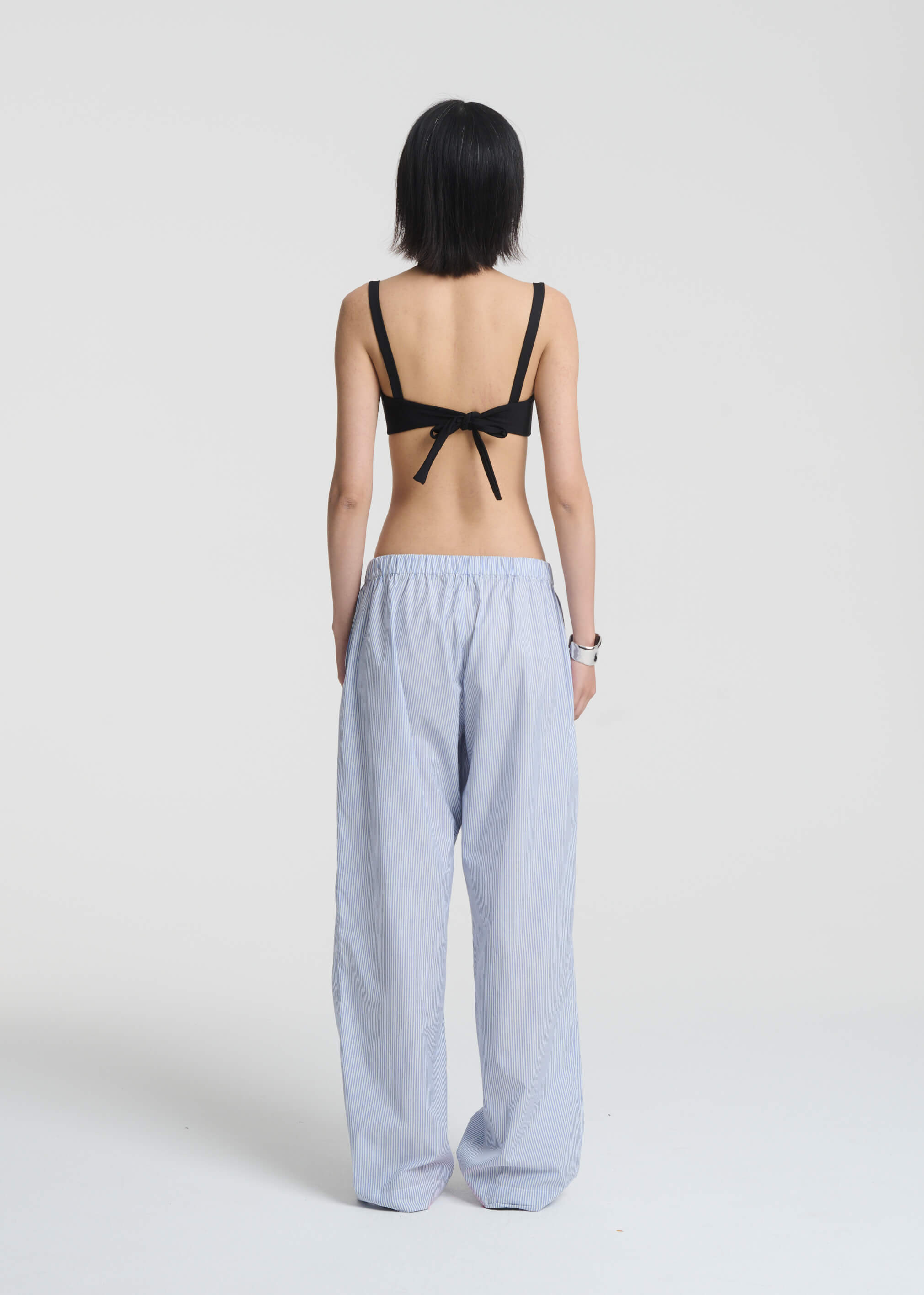 Rosa Trouser Blue White Stripe Cotton Silk