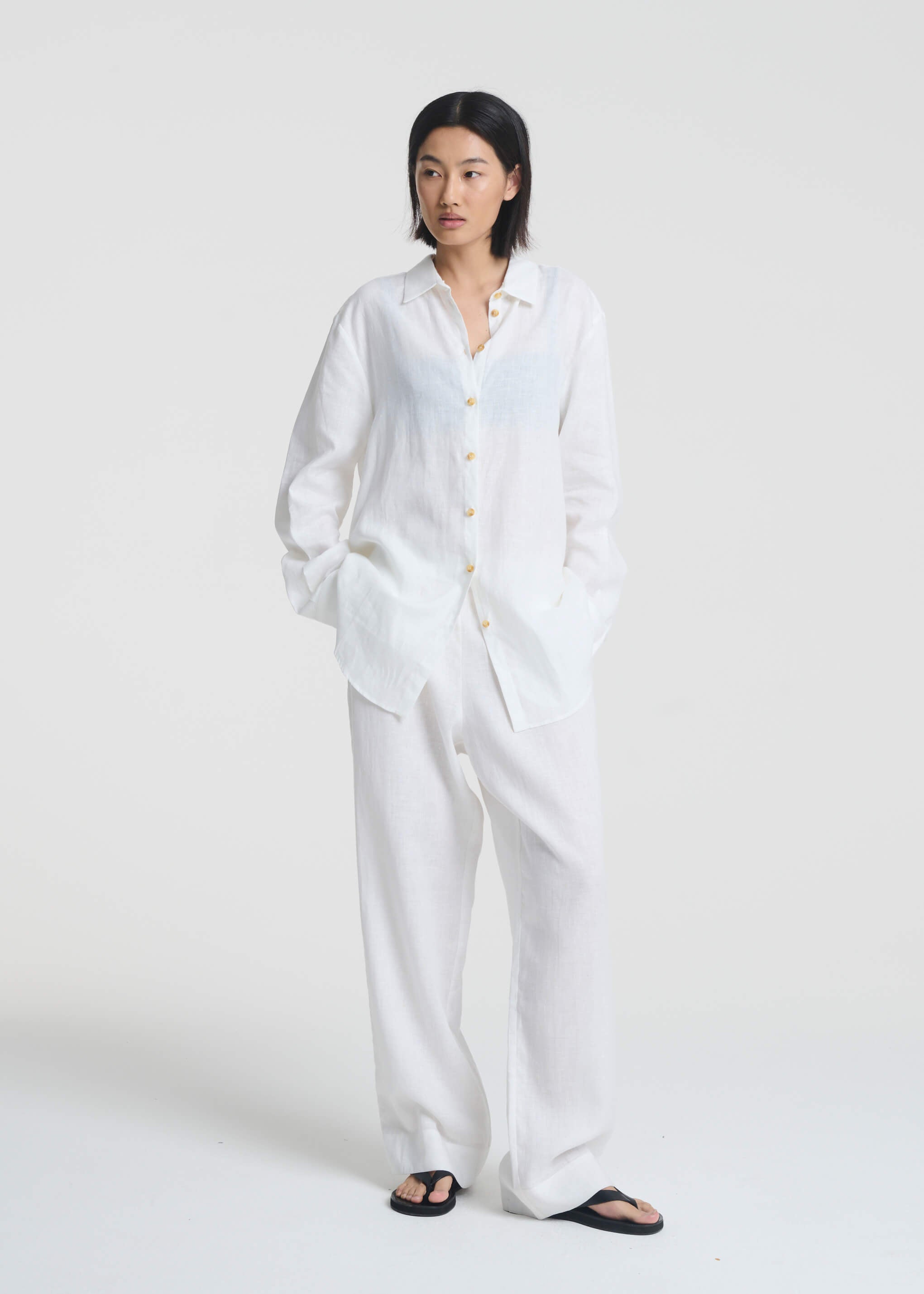 London Shirt White Organic Linen