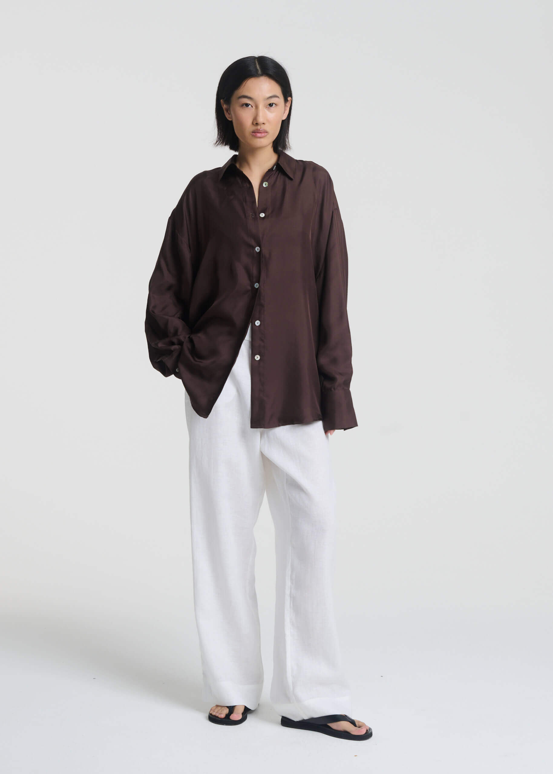 Georgia Shirt Espresso Silk Twill