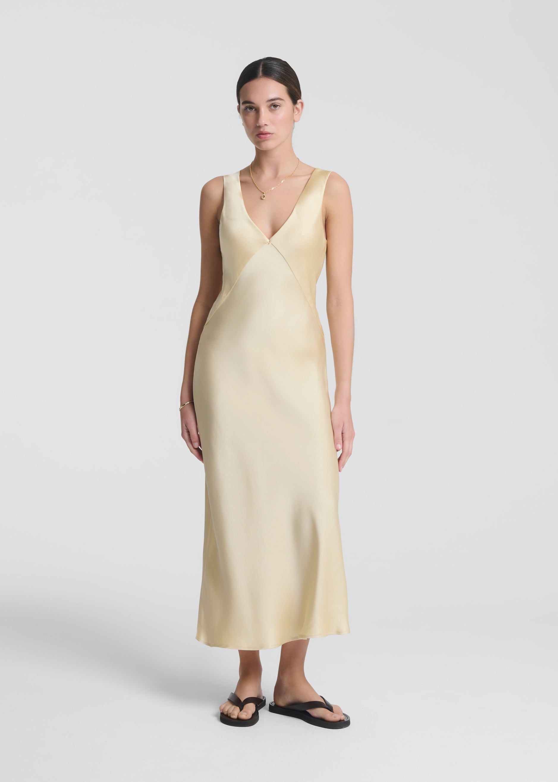 Provence Dress Champagne Silk Satin