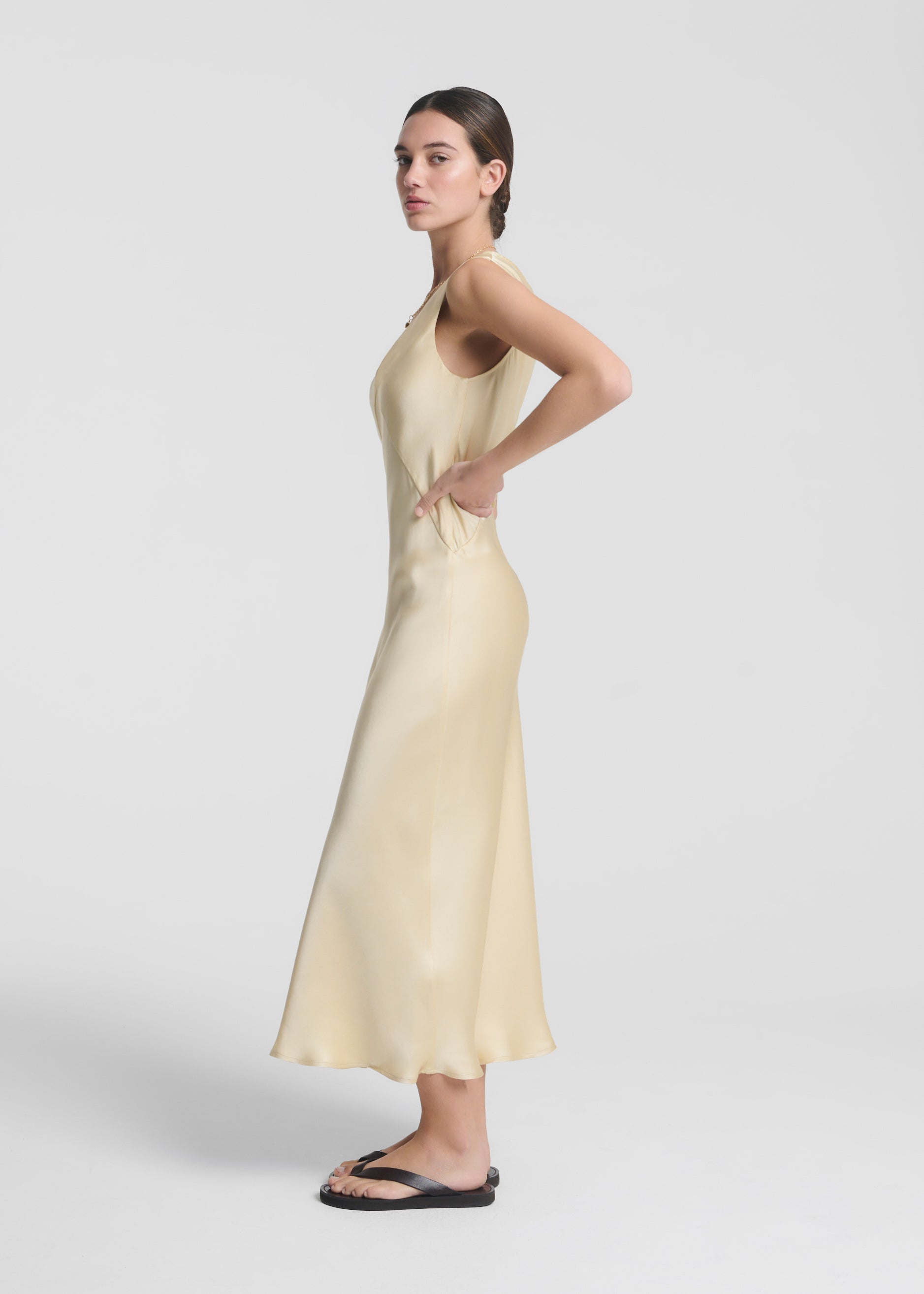 Provence Dress Champagne Silk Satin