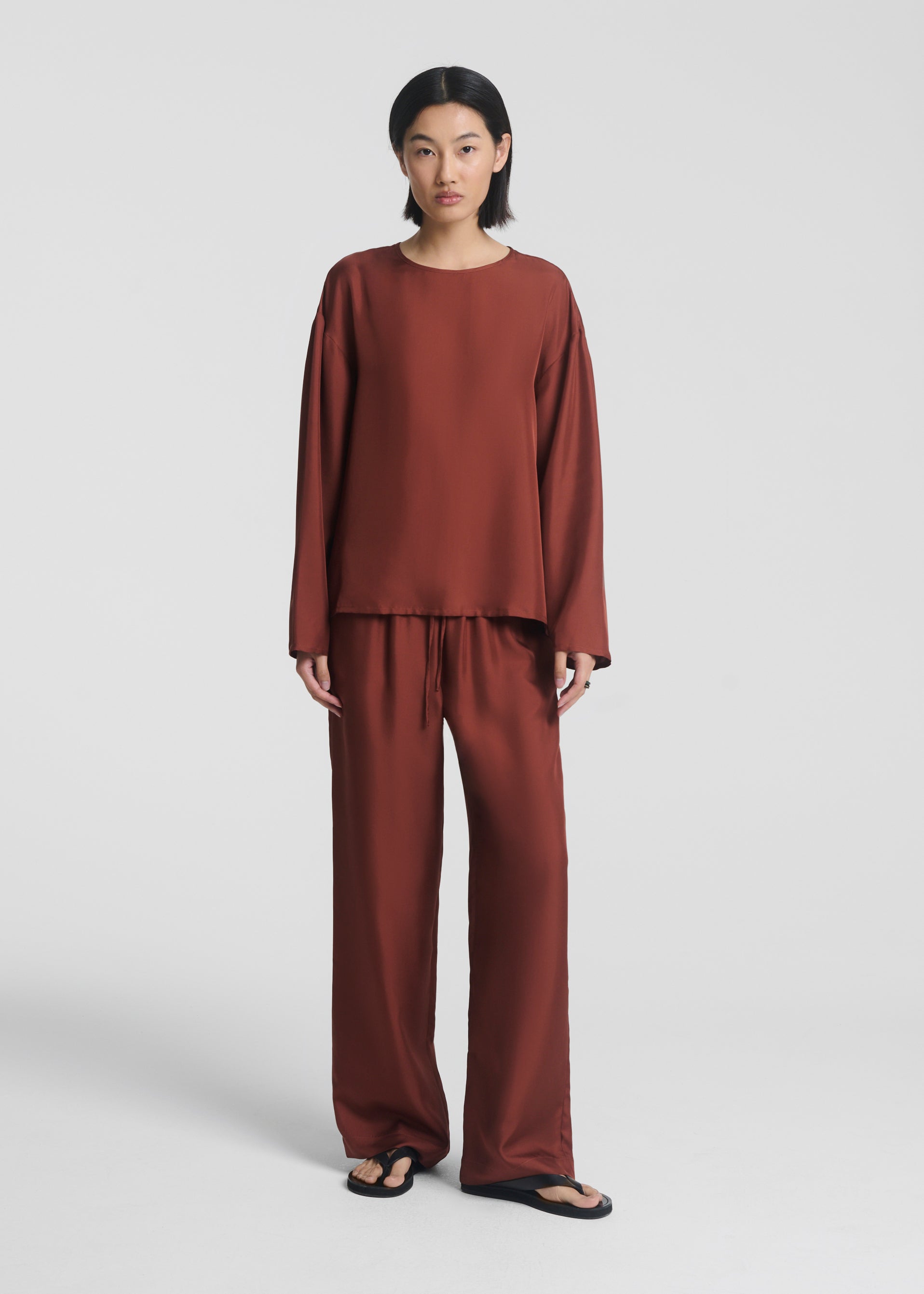 Byron Top Rust Silk Satin