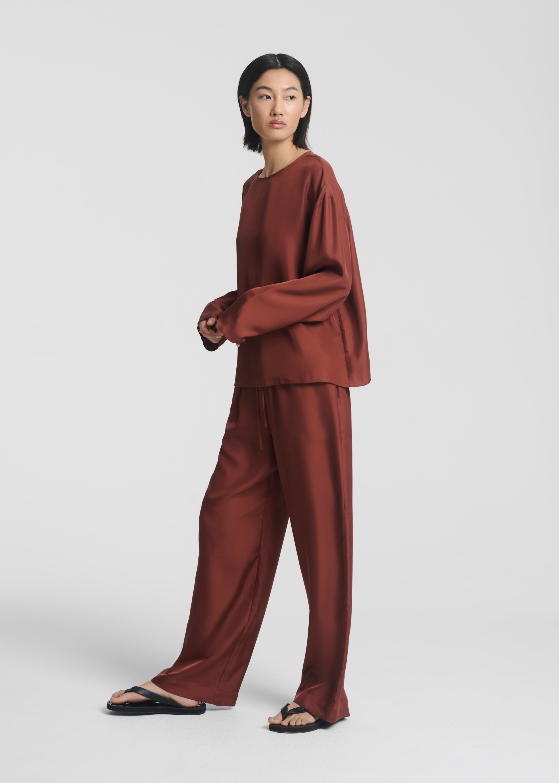 Austin Trouser Rust Silk Satin