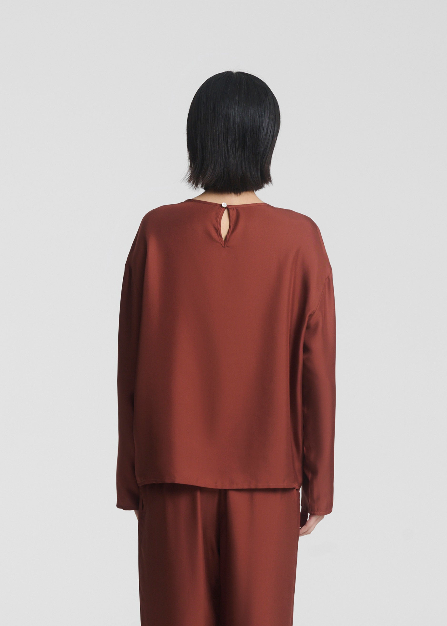 Byron Top Rust Silk Satin