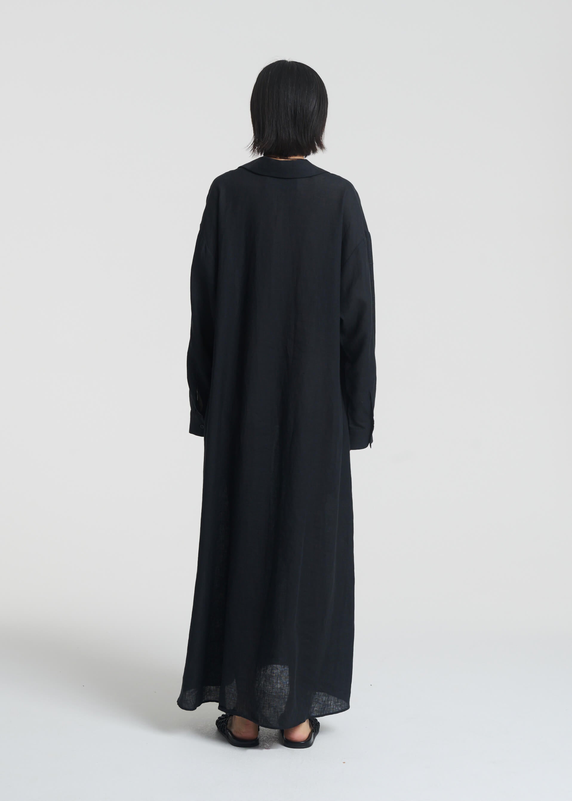 Lisbon Shirt Dress Black Organic Linen