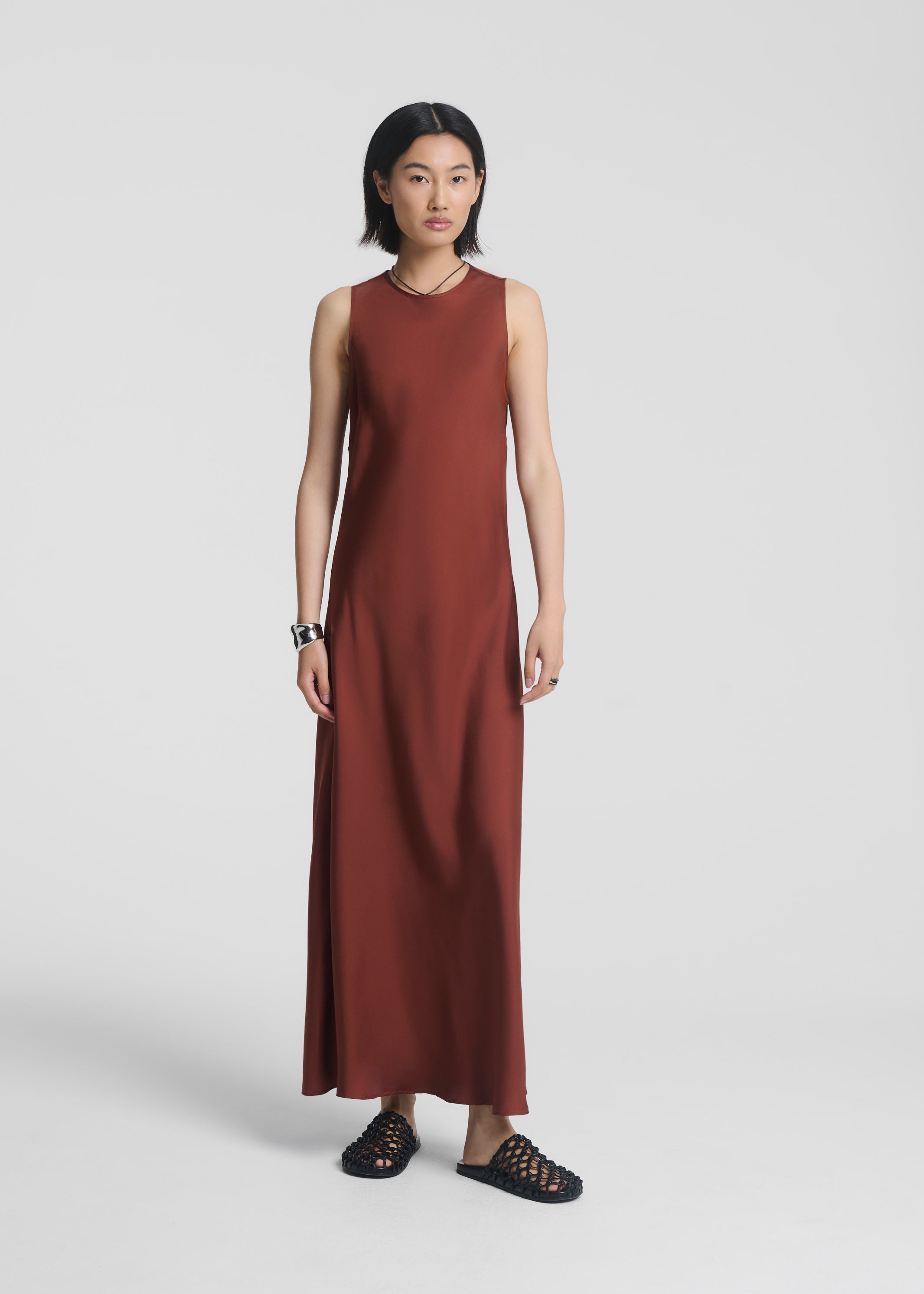 Valencia Dress Rust Silk Satin
