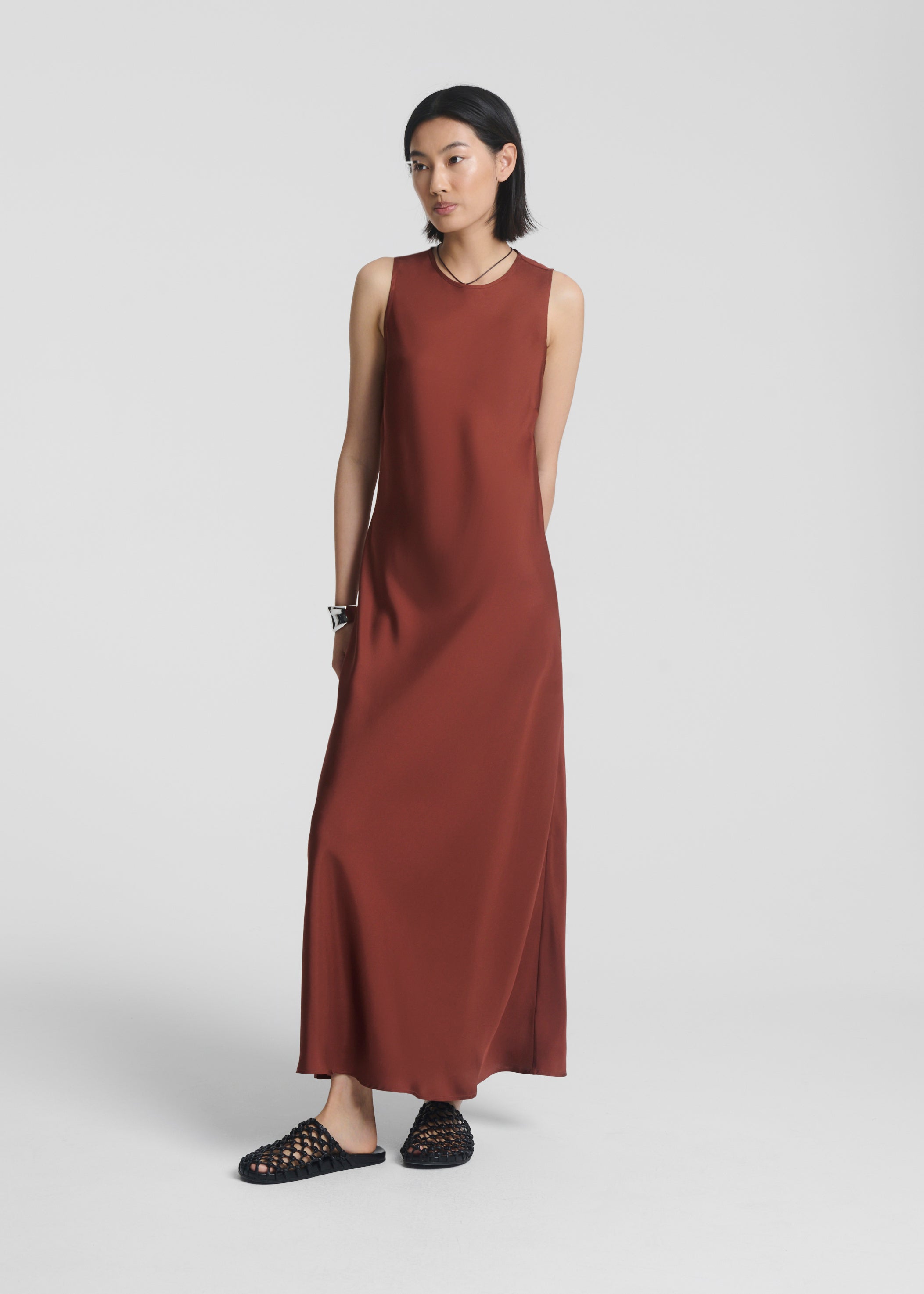 Valencia Dress Rust Silk Satin