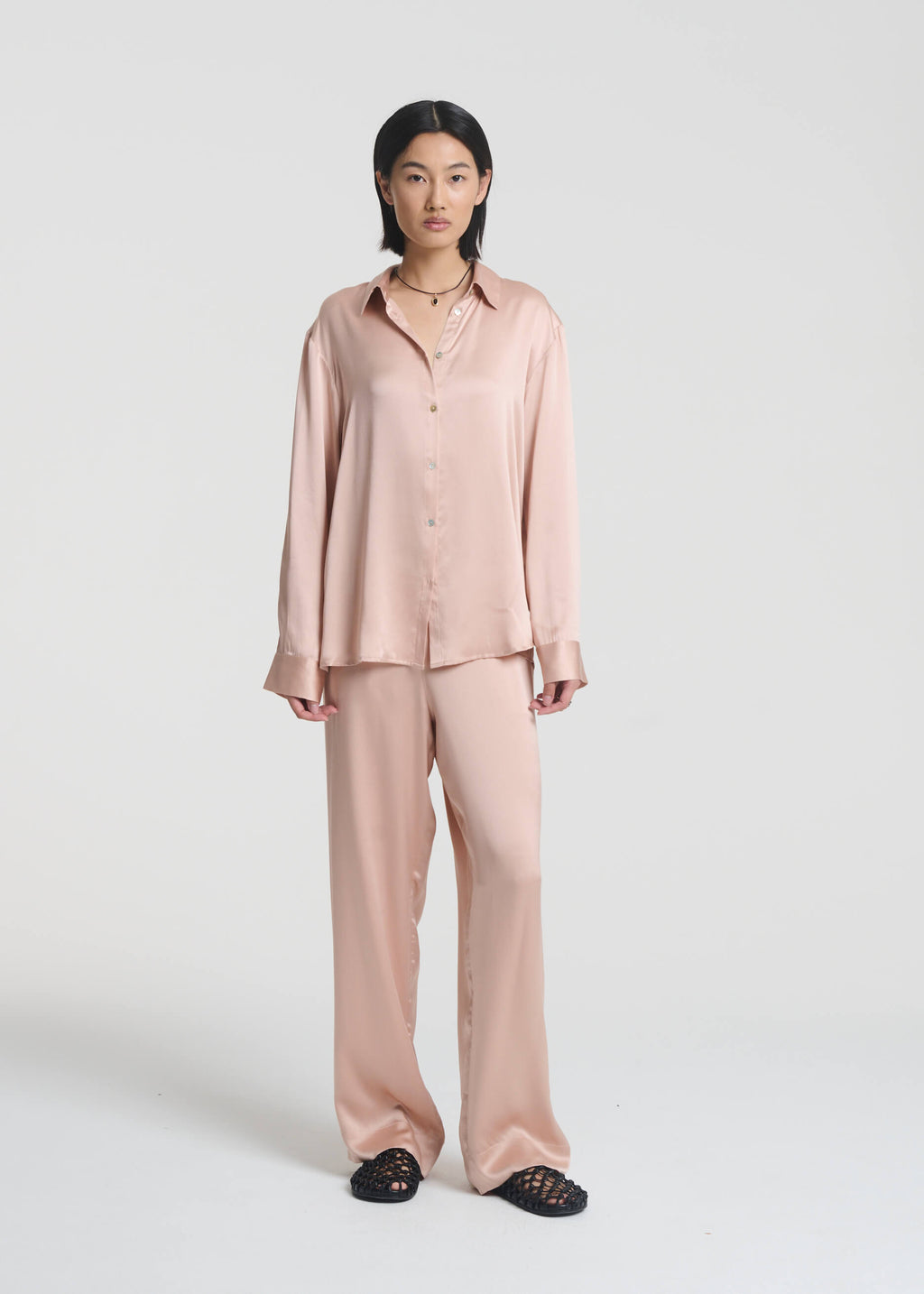 London Shirt Pale Blush Silk