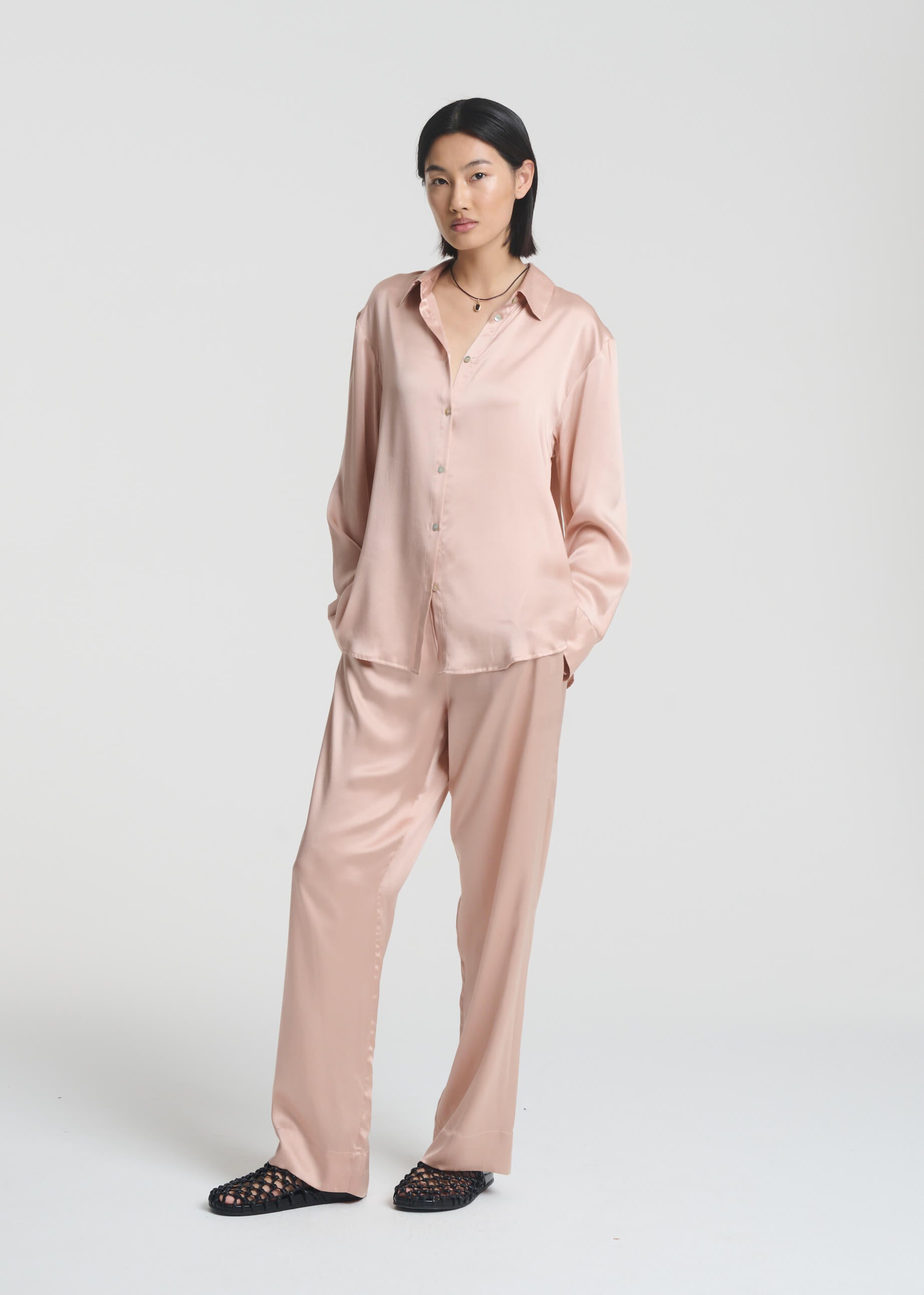 London Trouser Pale Blush Silk