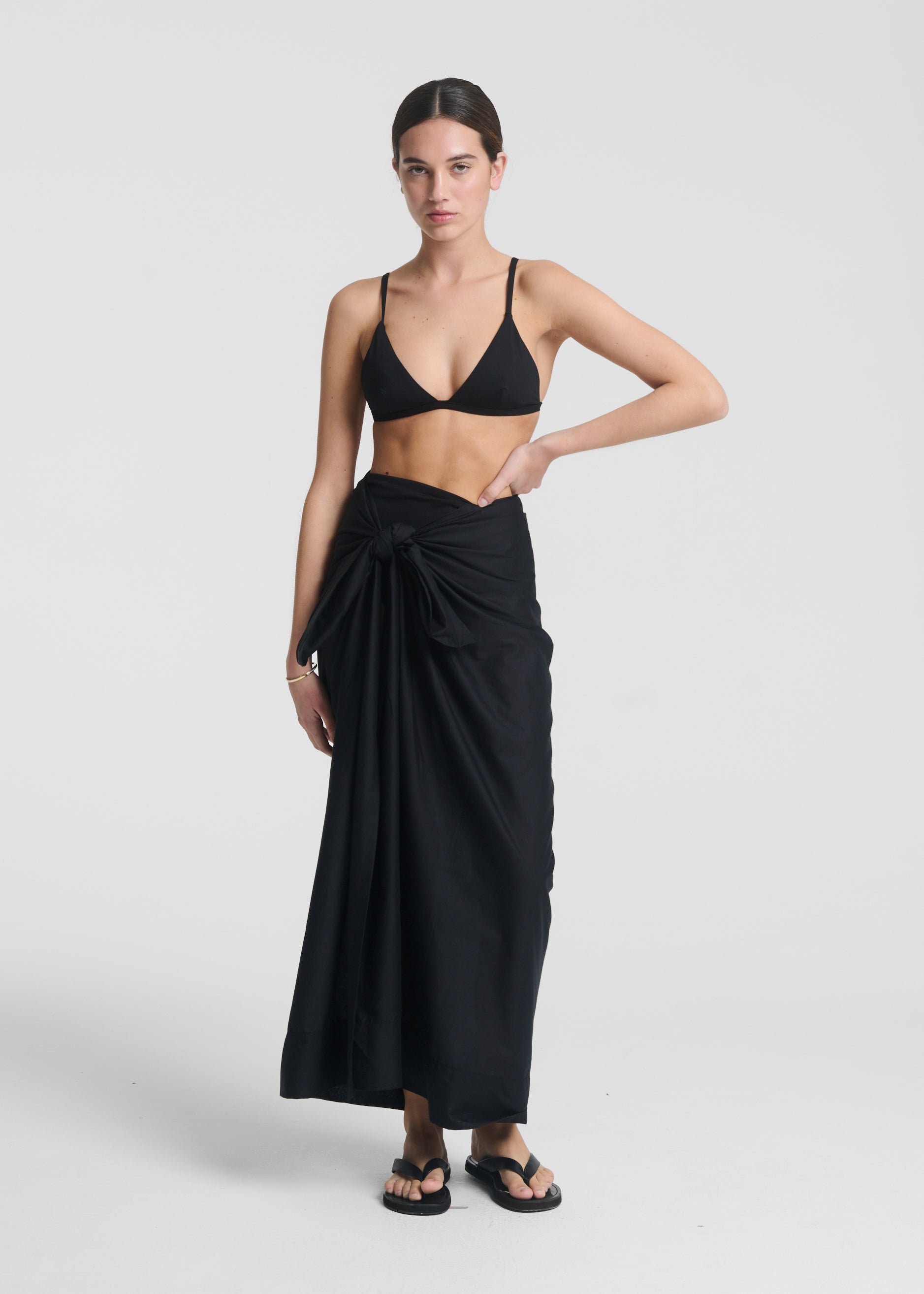 Large Beach Wrap Black Silk Cotton