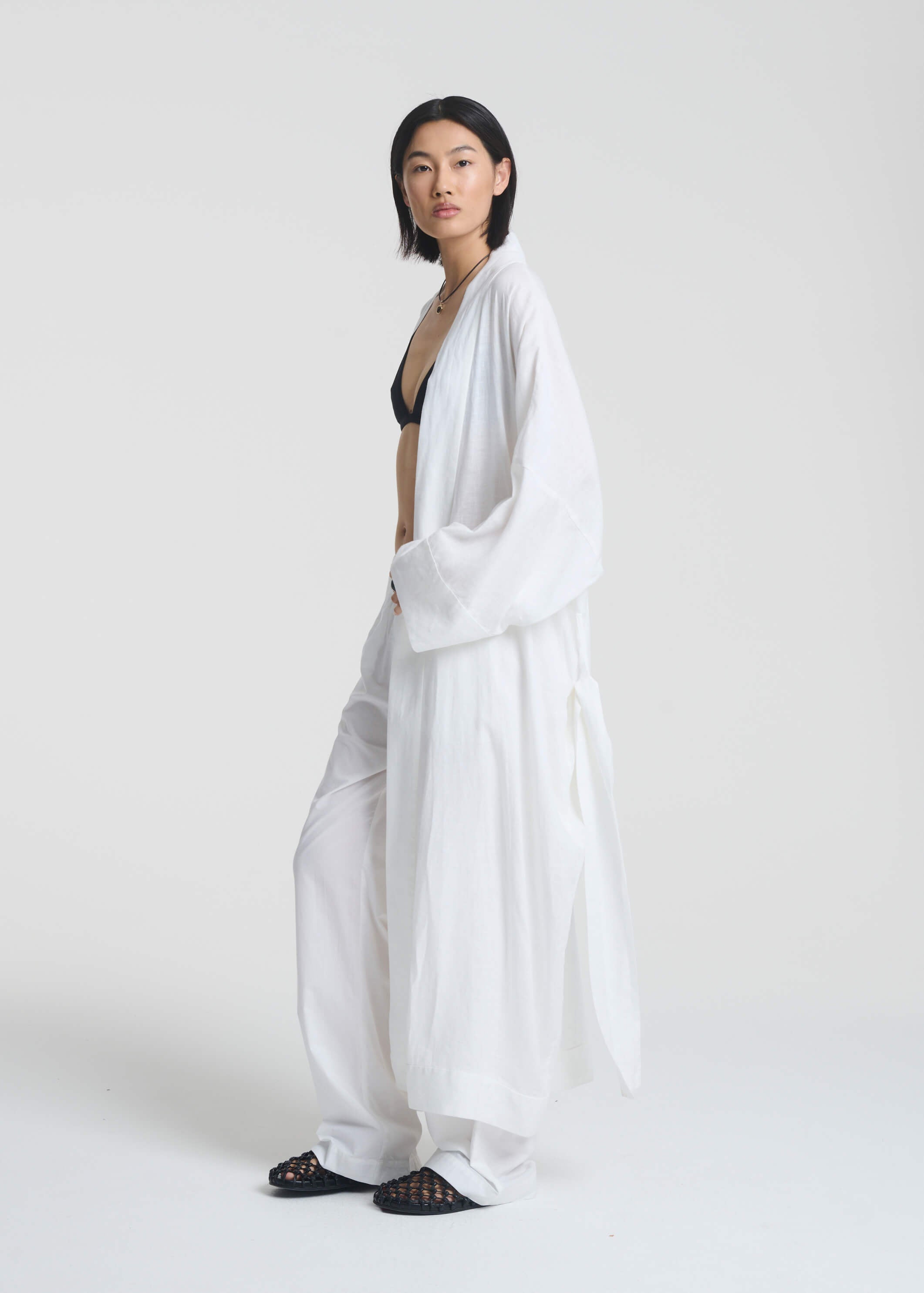 Athens Robe White Organic Linen