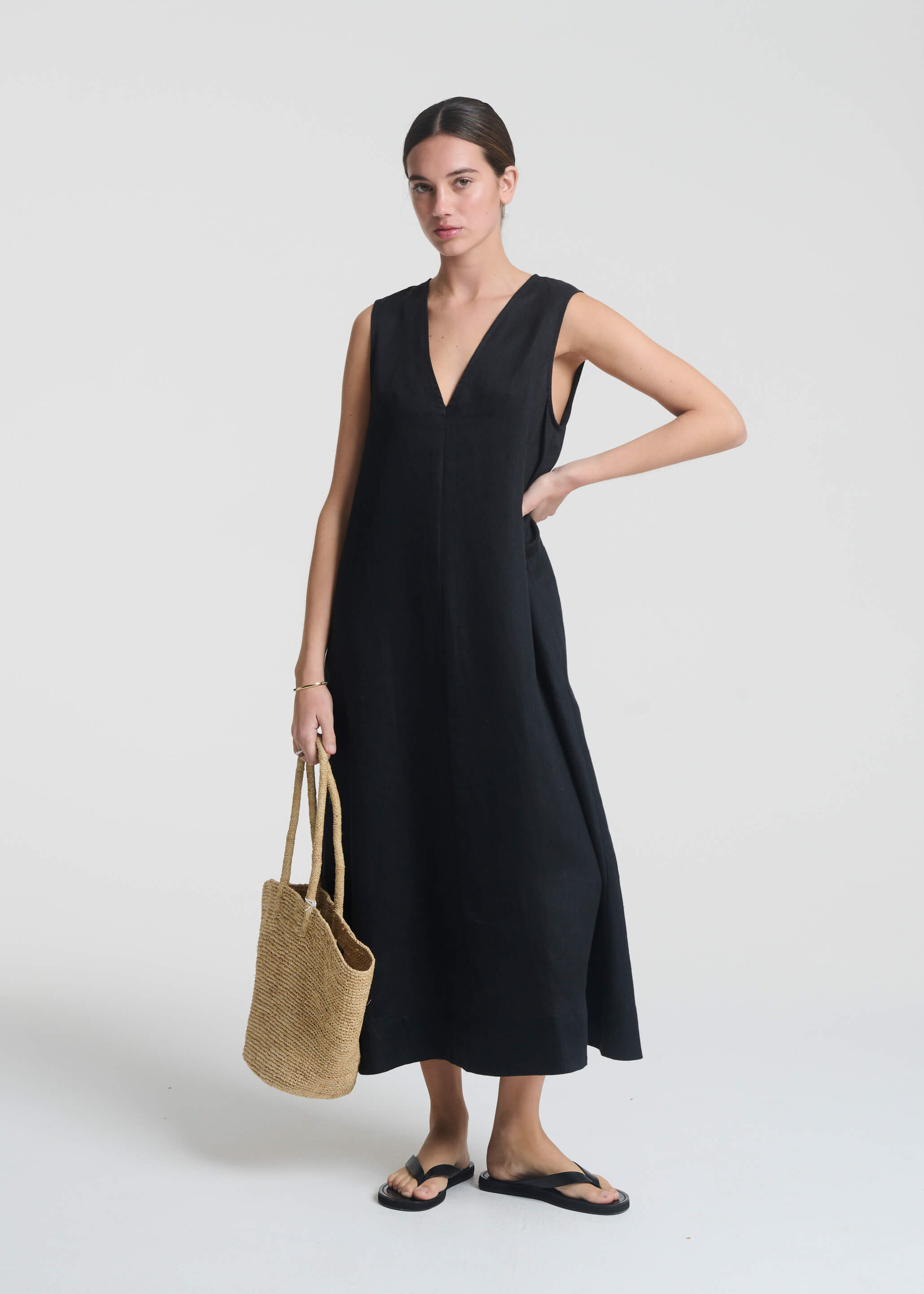 Nisha Dress Black Organic Linen
