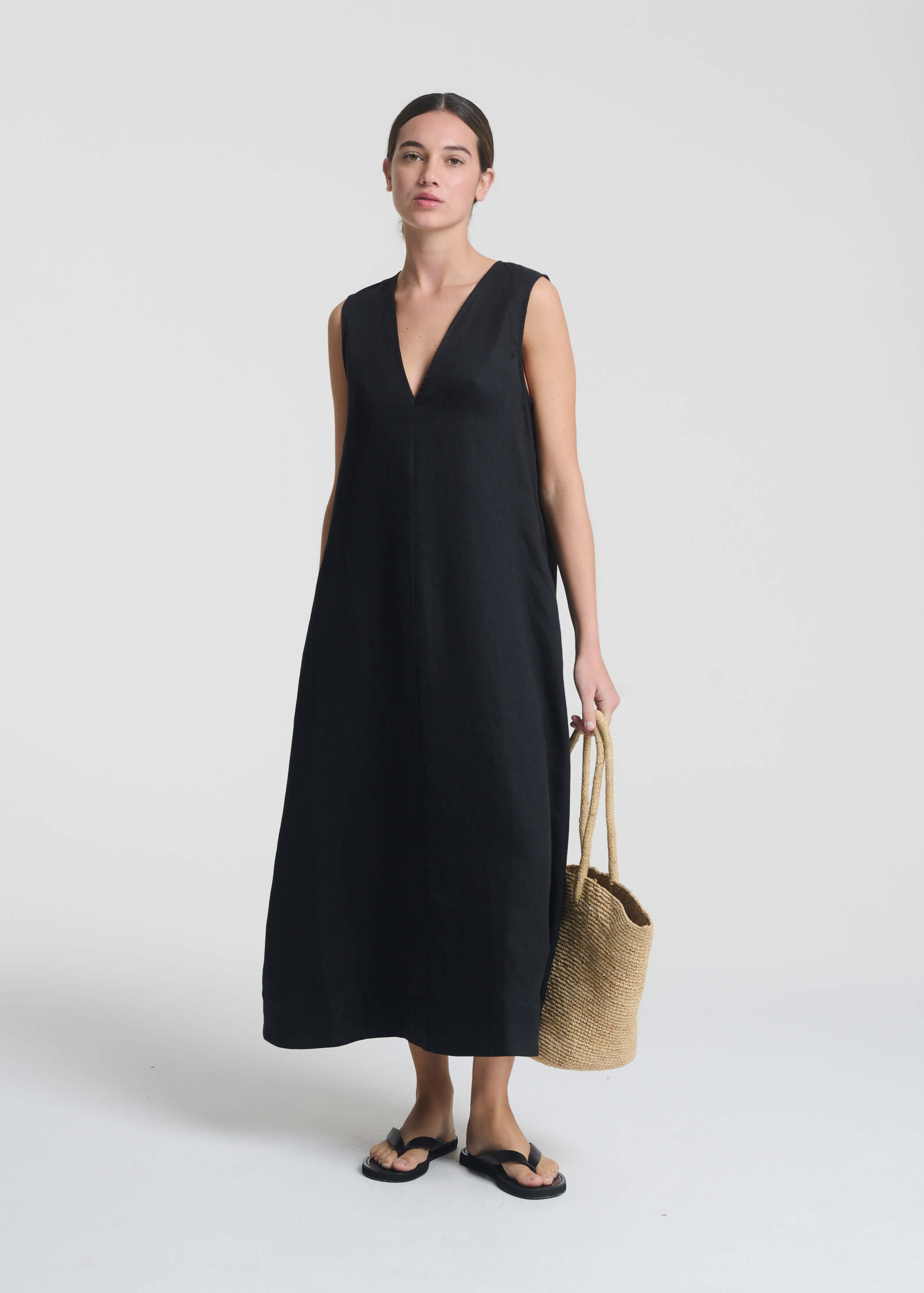 Nisha Dress Black Organic Linen