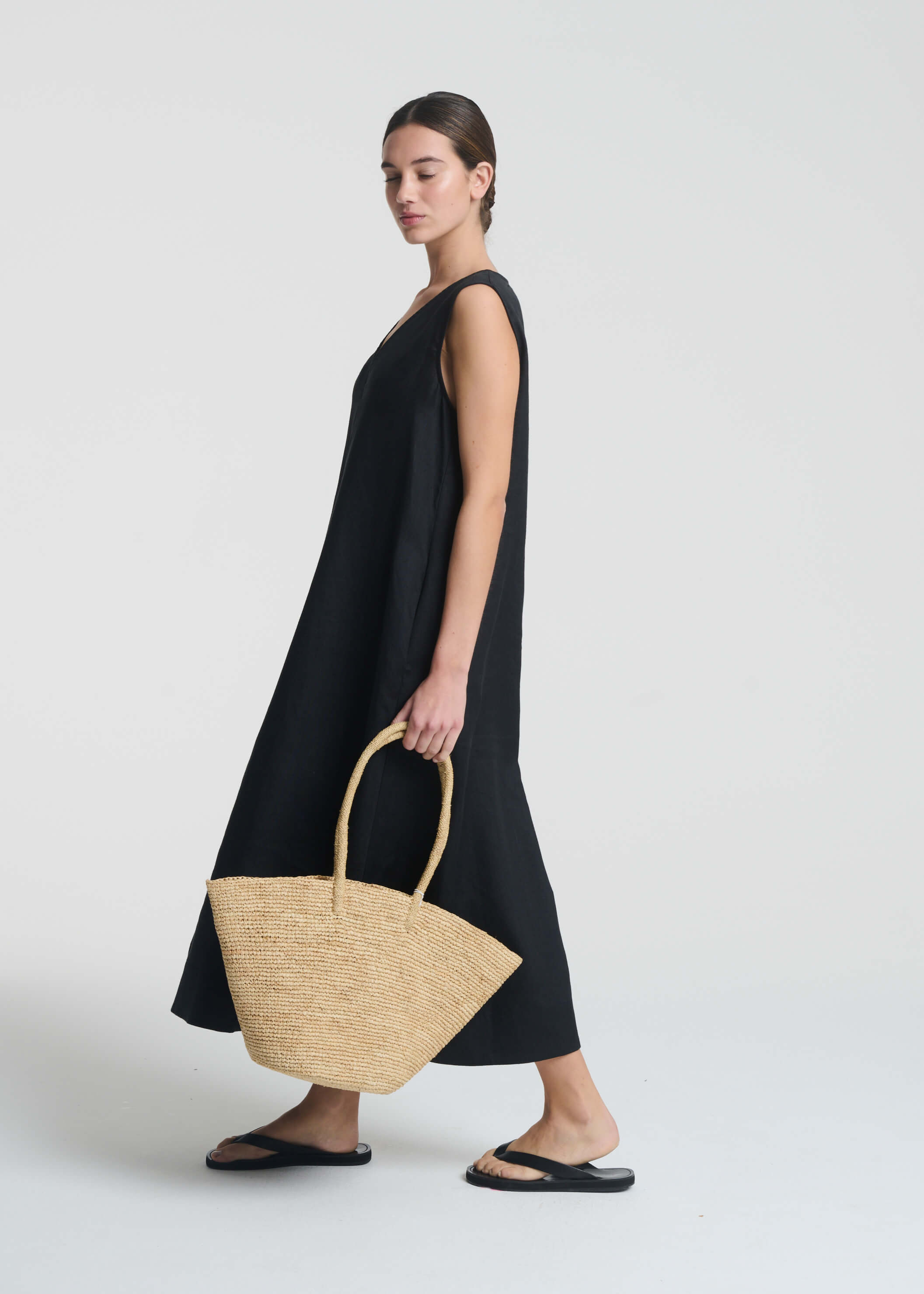 Nisha Dress Black Organic Linen