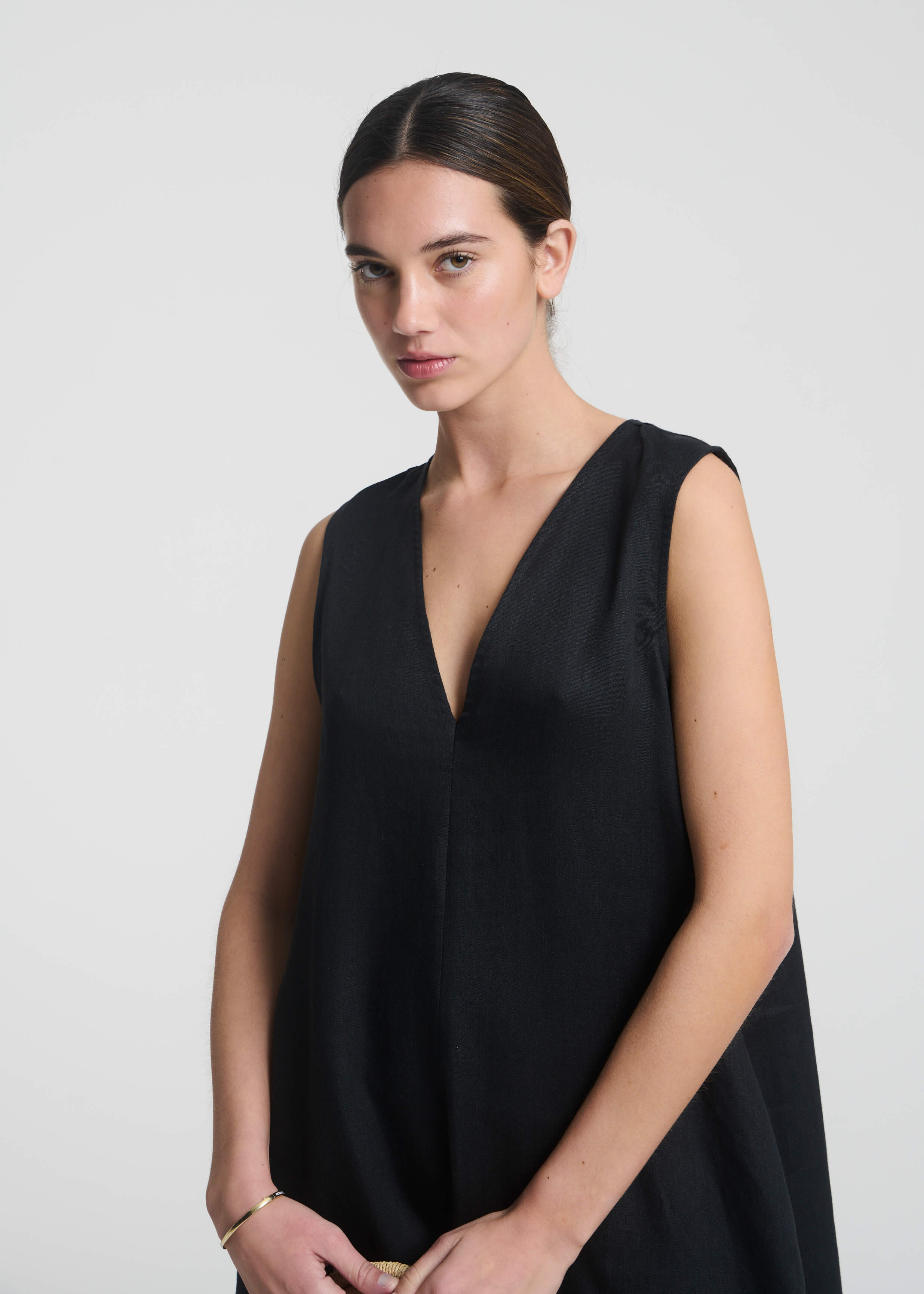 Nisha Dress Black Organic Linen