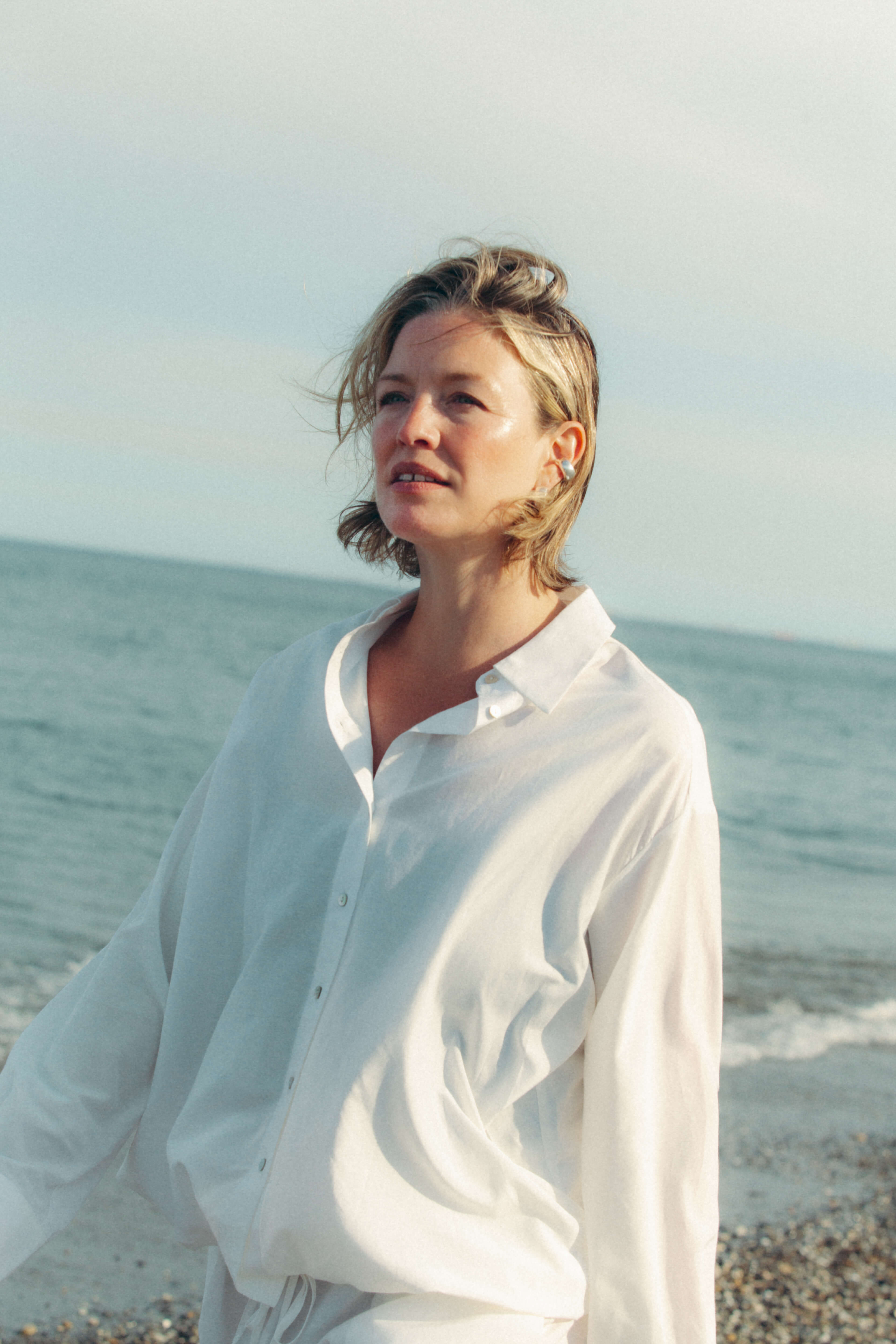 Long Sleeve Shirt White Silk Cotton