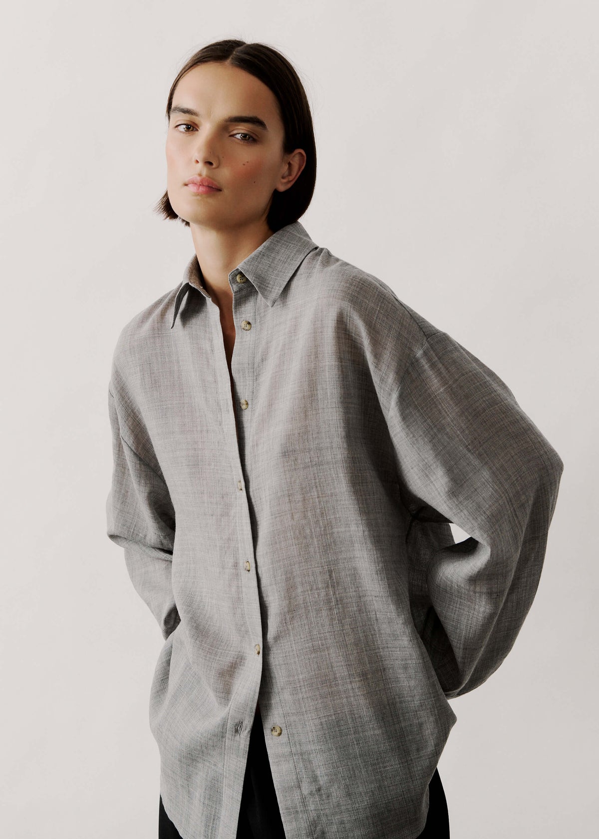 Georgia Shirt Light Grey 100% Virgin Wool