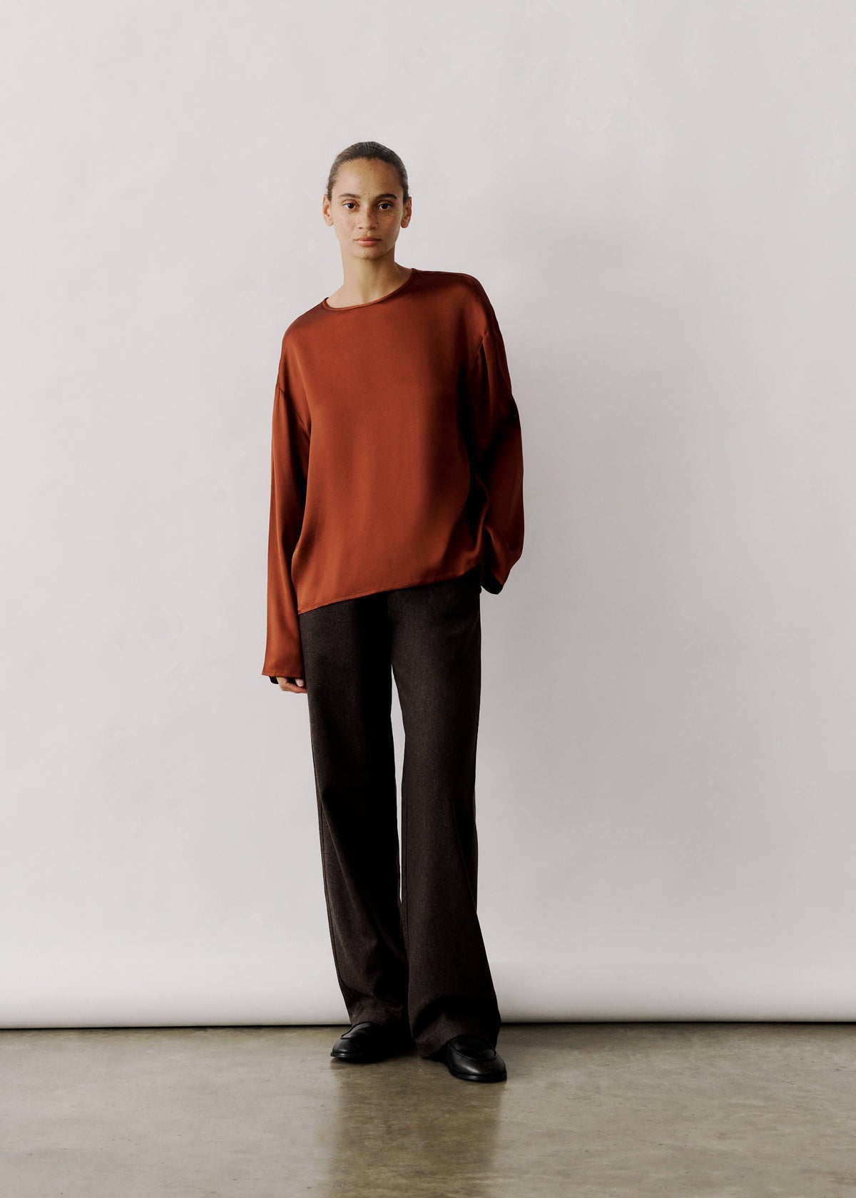 Byron Top Rust Silk Satin