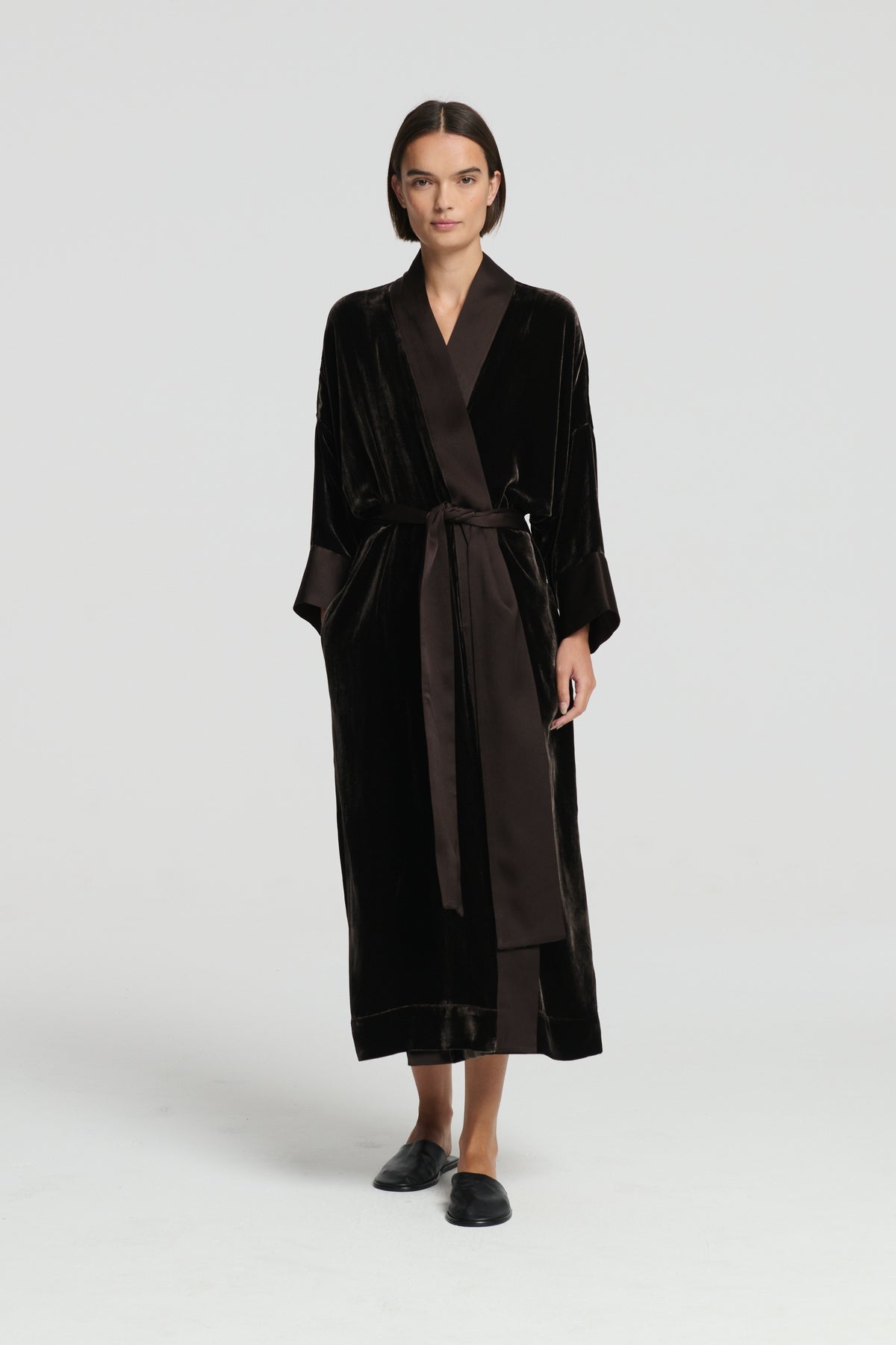 Lugano Robe Brown Silk Velvet