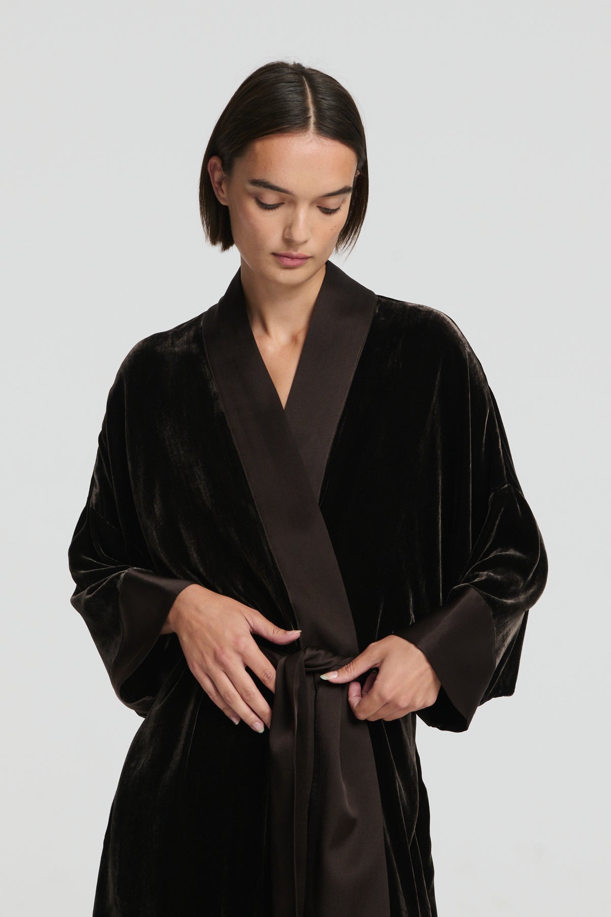 Lugano Robe Brown Silk Velvet