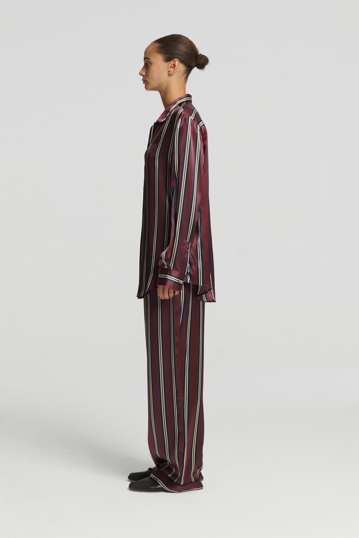 Jura Shirt Burgundy Stripe Silk Charmeuse