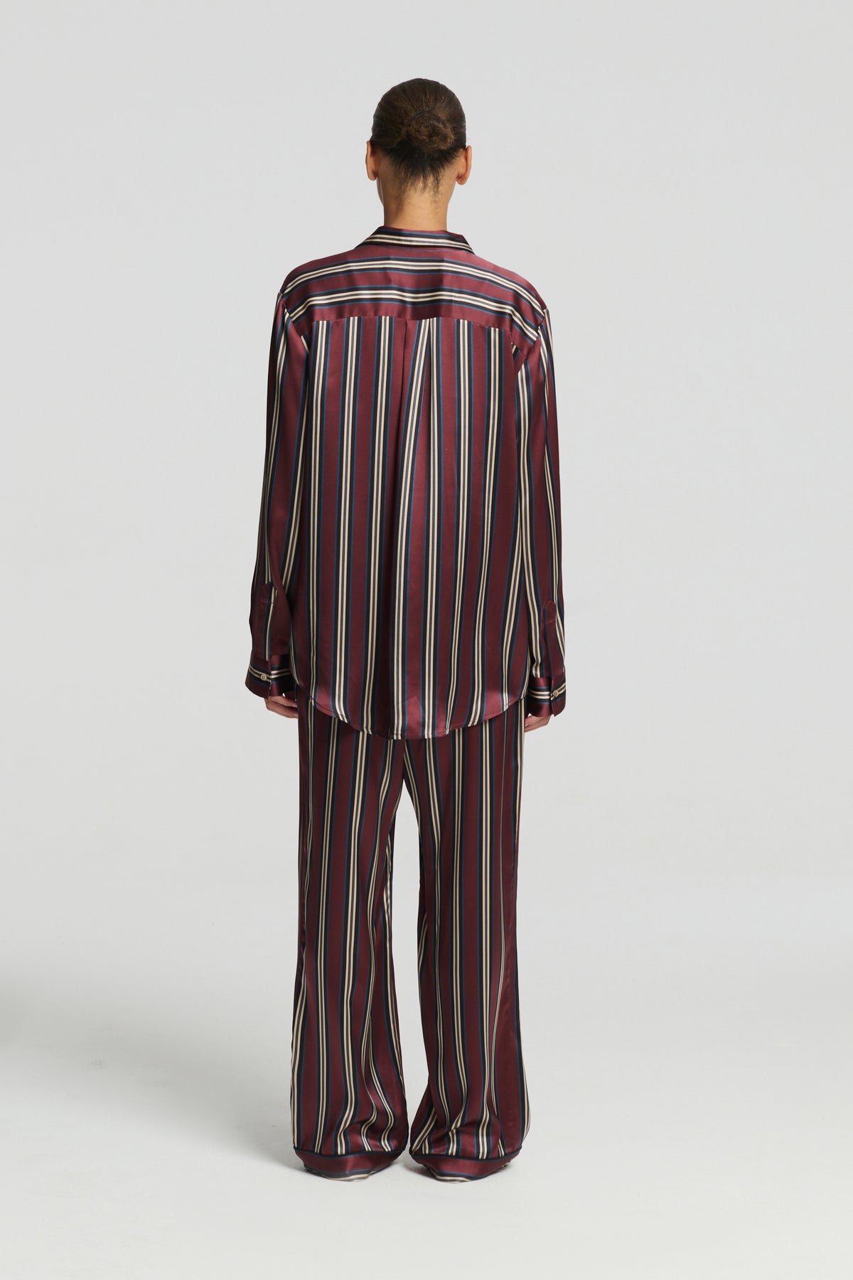 Jura Shirt Burgundy Stripe Silk Charmeuse