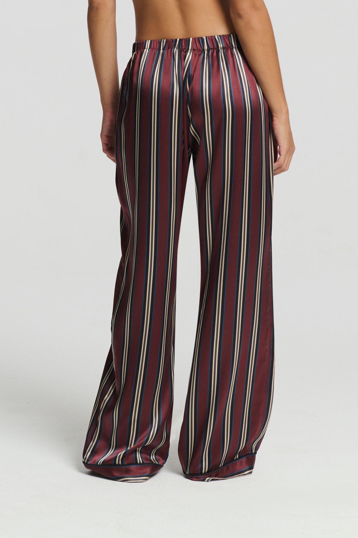 Rosa Trouser Burgundy Stripe Silk Charmeuse