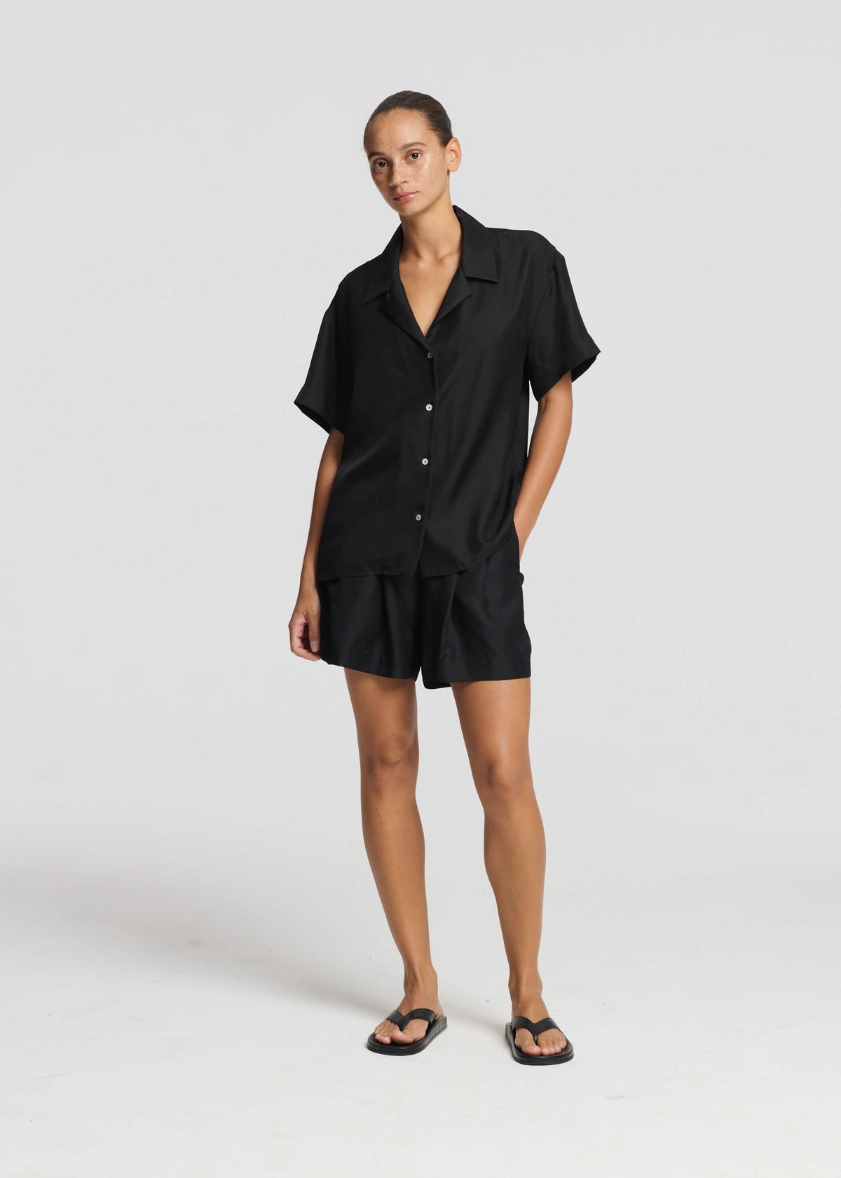 Zurich Short Black Silk Twill