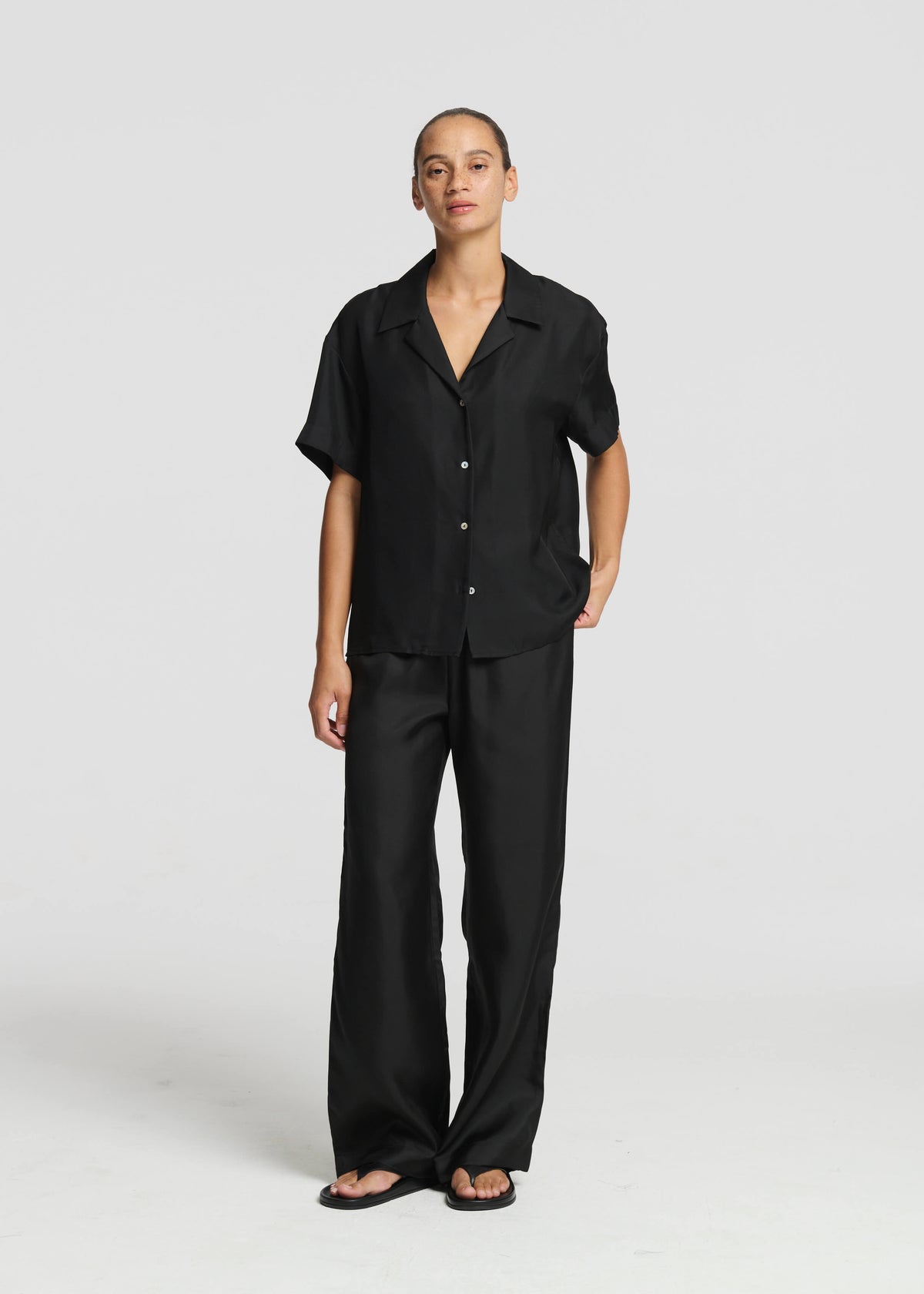 Prague Shirt Black Silk Twill