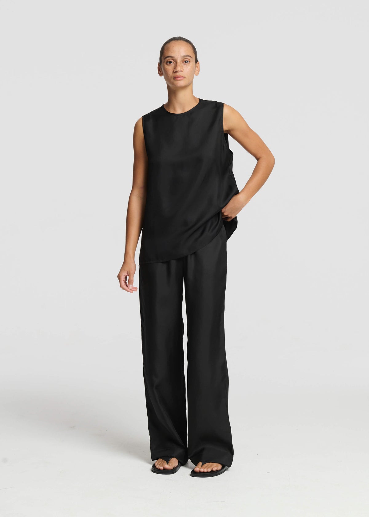 Trento Top Black Silk Twill