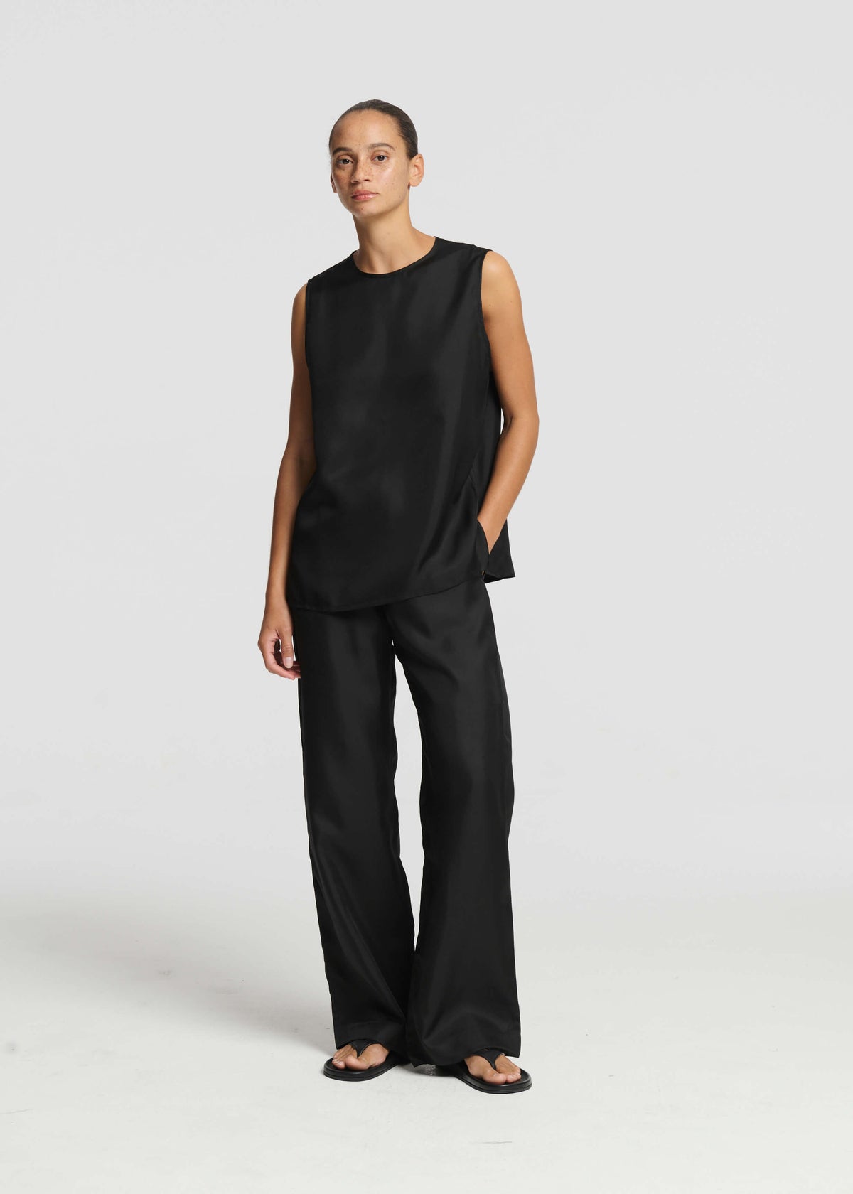 Trento Top Black Silk Twill