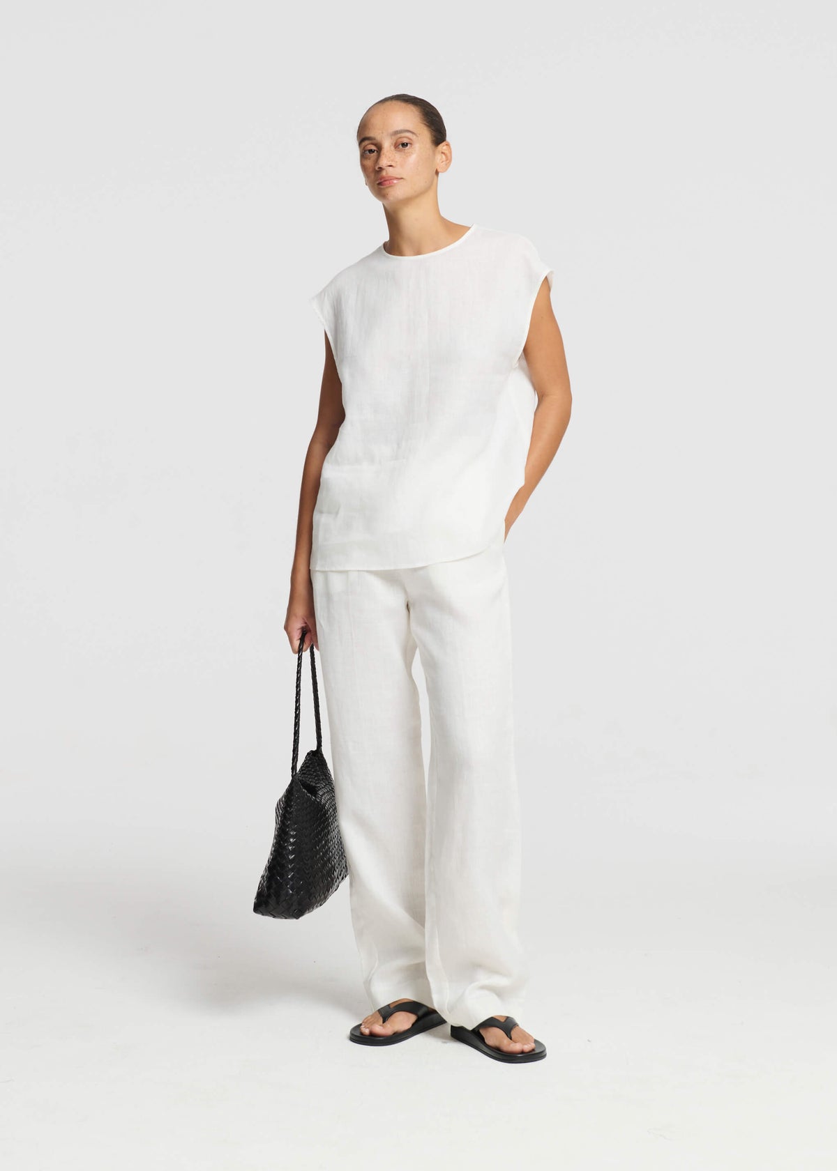 Dasha Sleeveless Top White Organic Linen