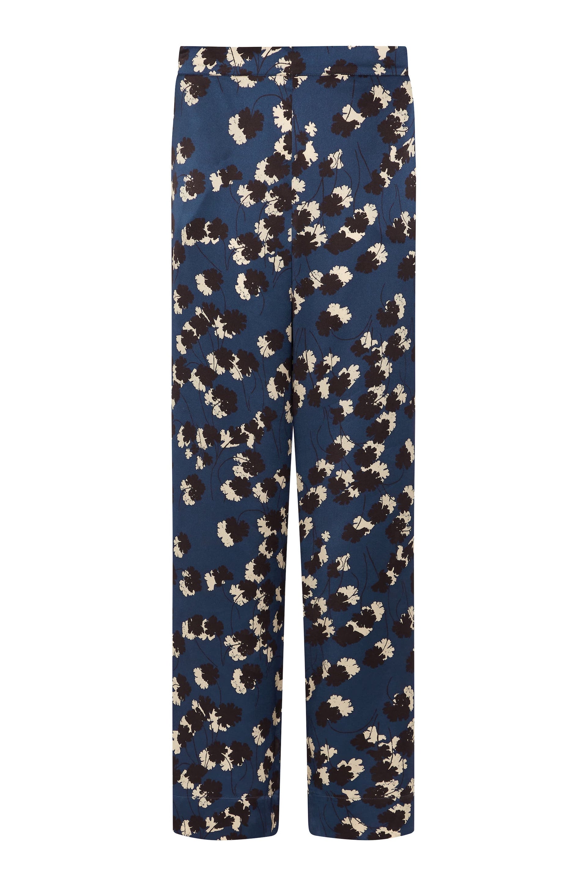 London Geranium Navy Silk Charmeuse Pyjama Bottom