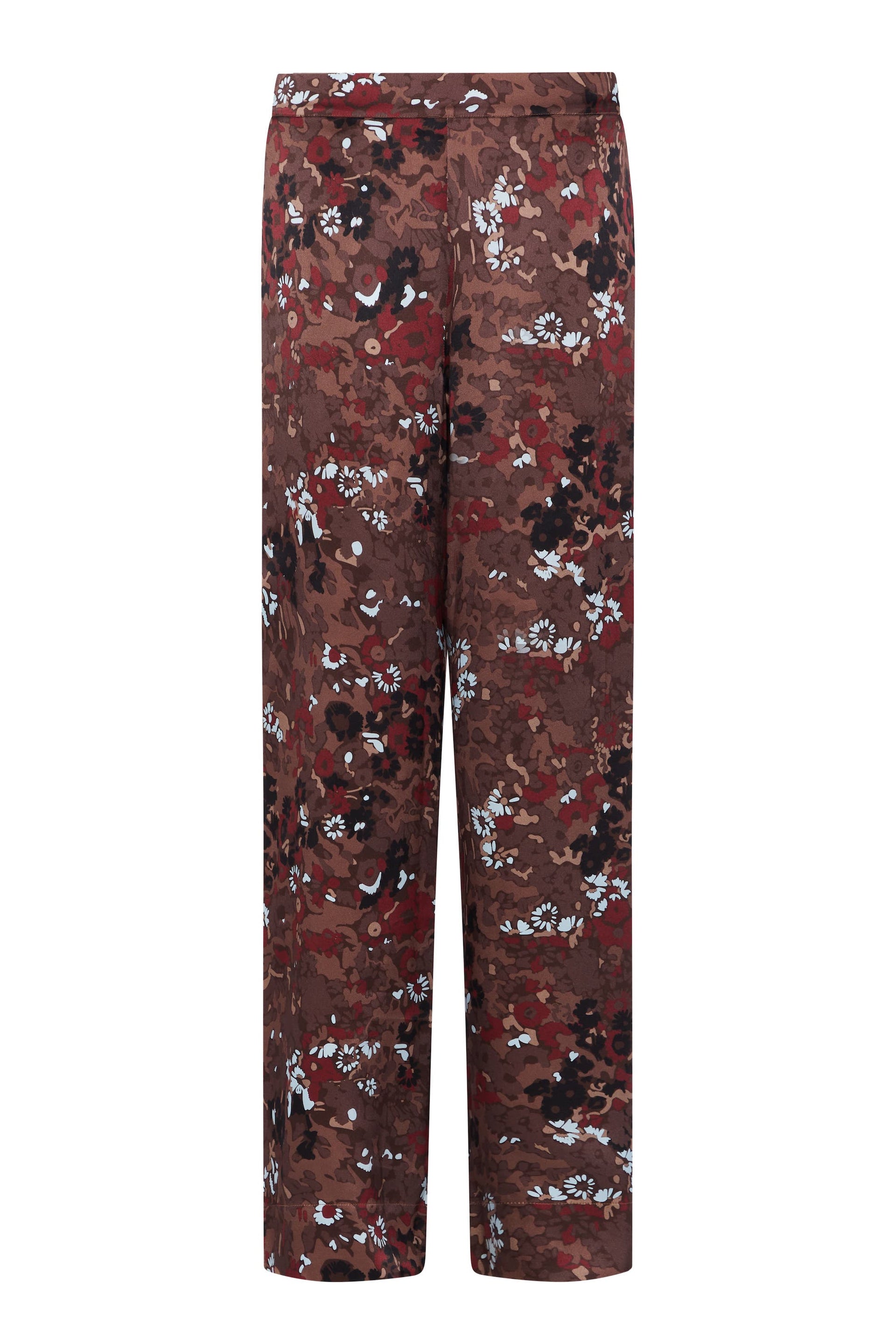 London Winter Flower Cocoa Silk Charmeuse Pyjama Bottom