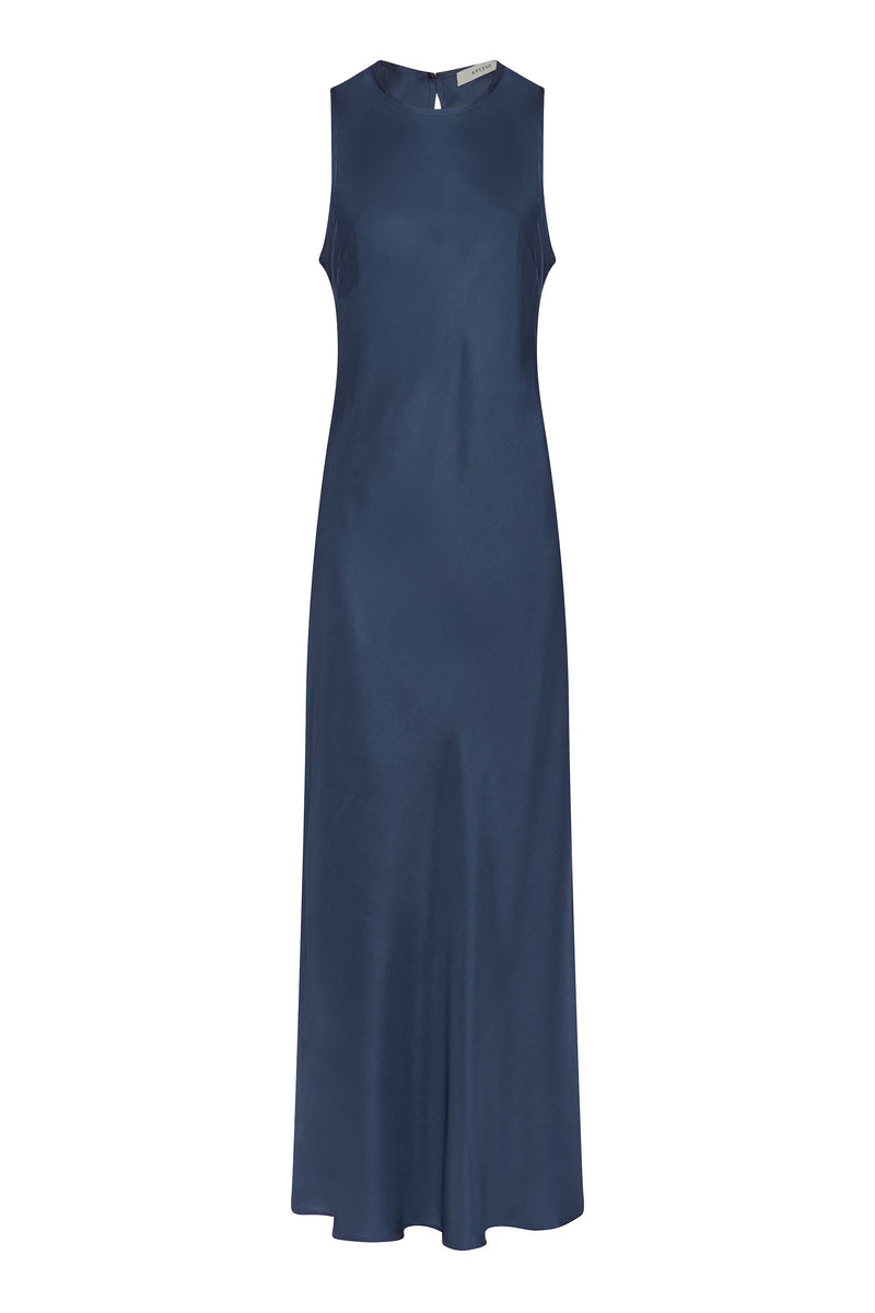 Valencia Steel Blue Silk Twill Dress