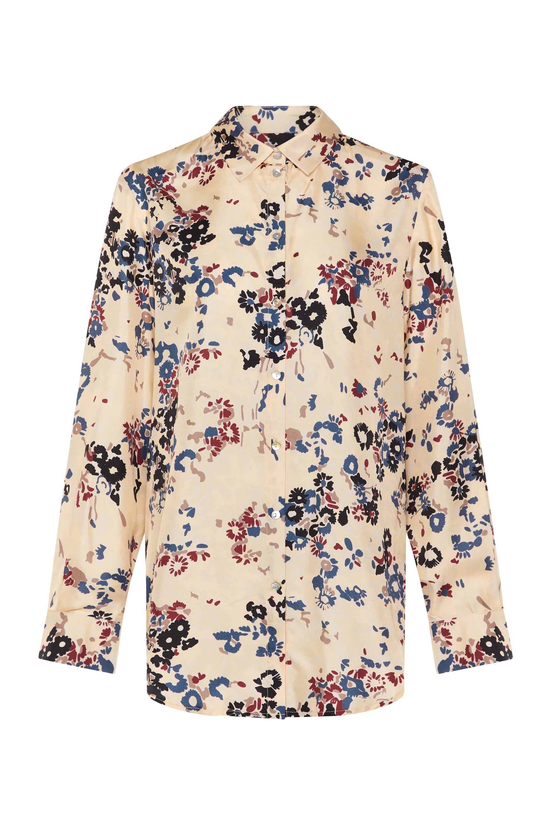 London Winter Flower Cream Silk Twill Pyjama Top