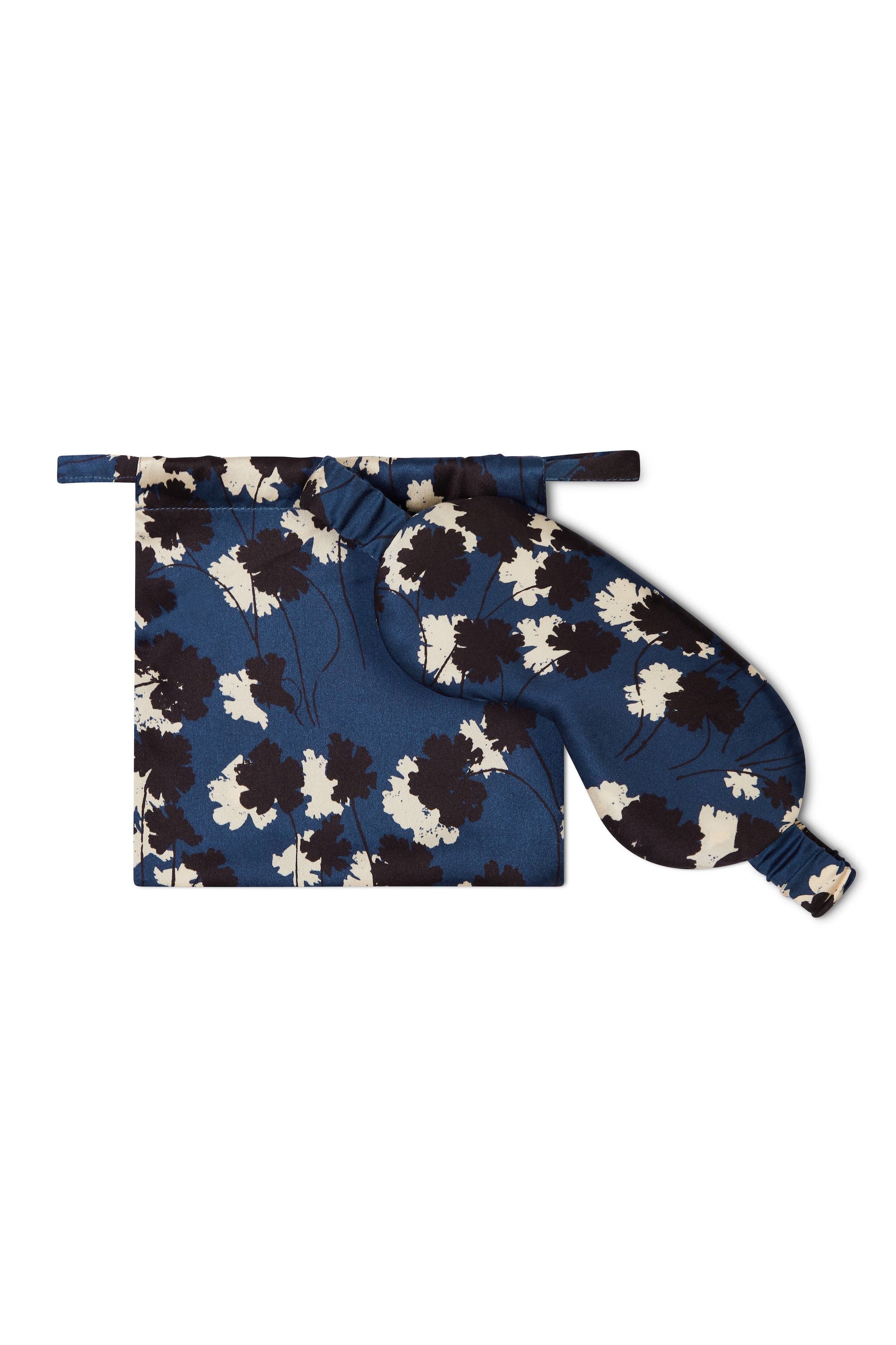 London Geranium Navy Silk Charmuse Eye Mask
