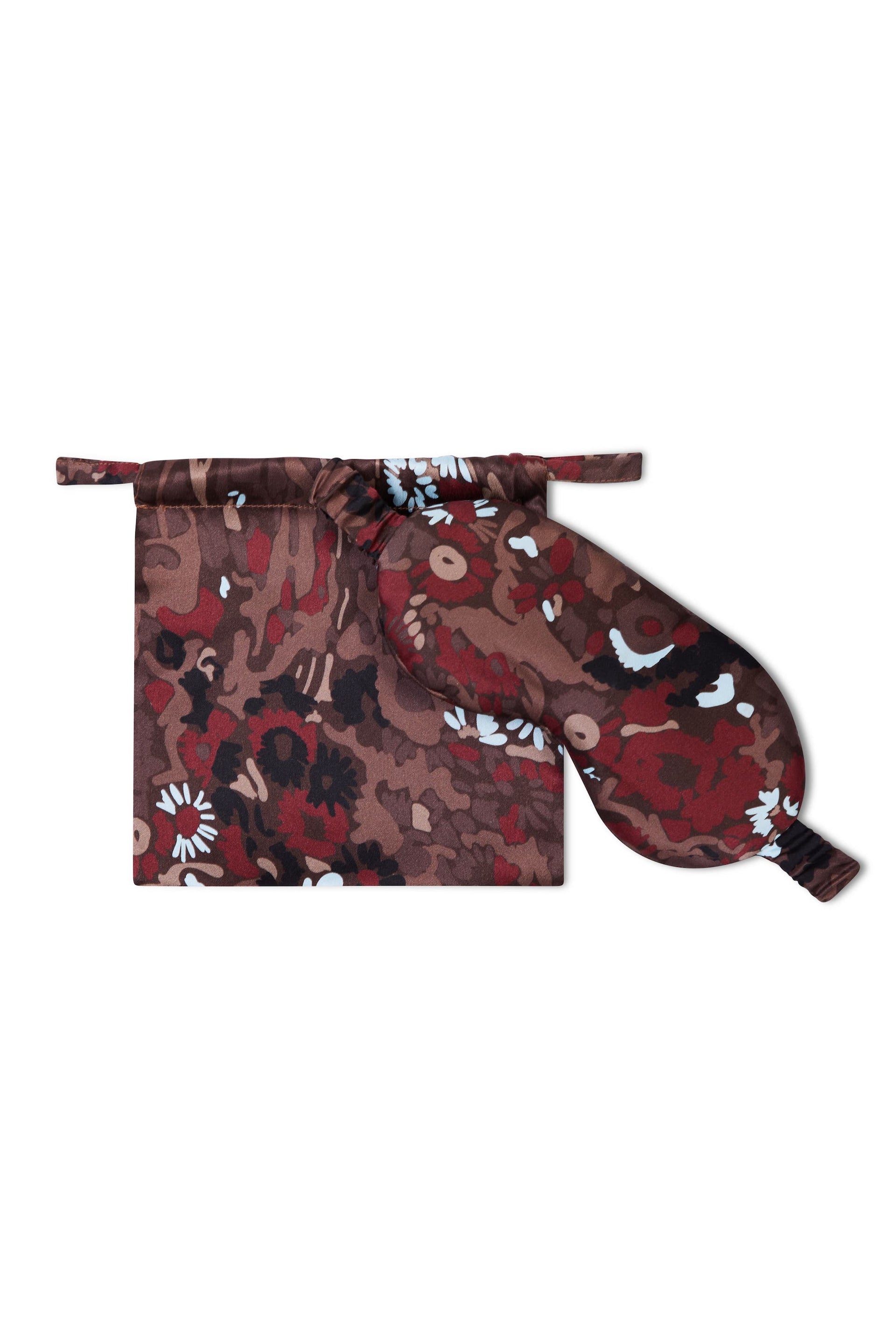 London Winter Flower Cocoa Silk Charmuse Eye Mask