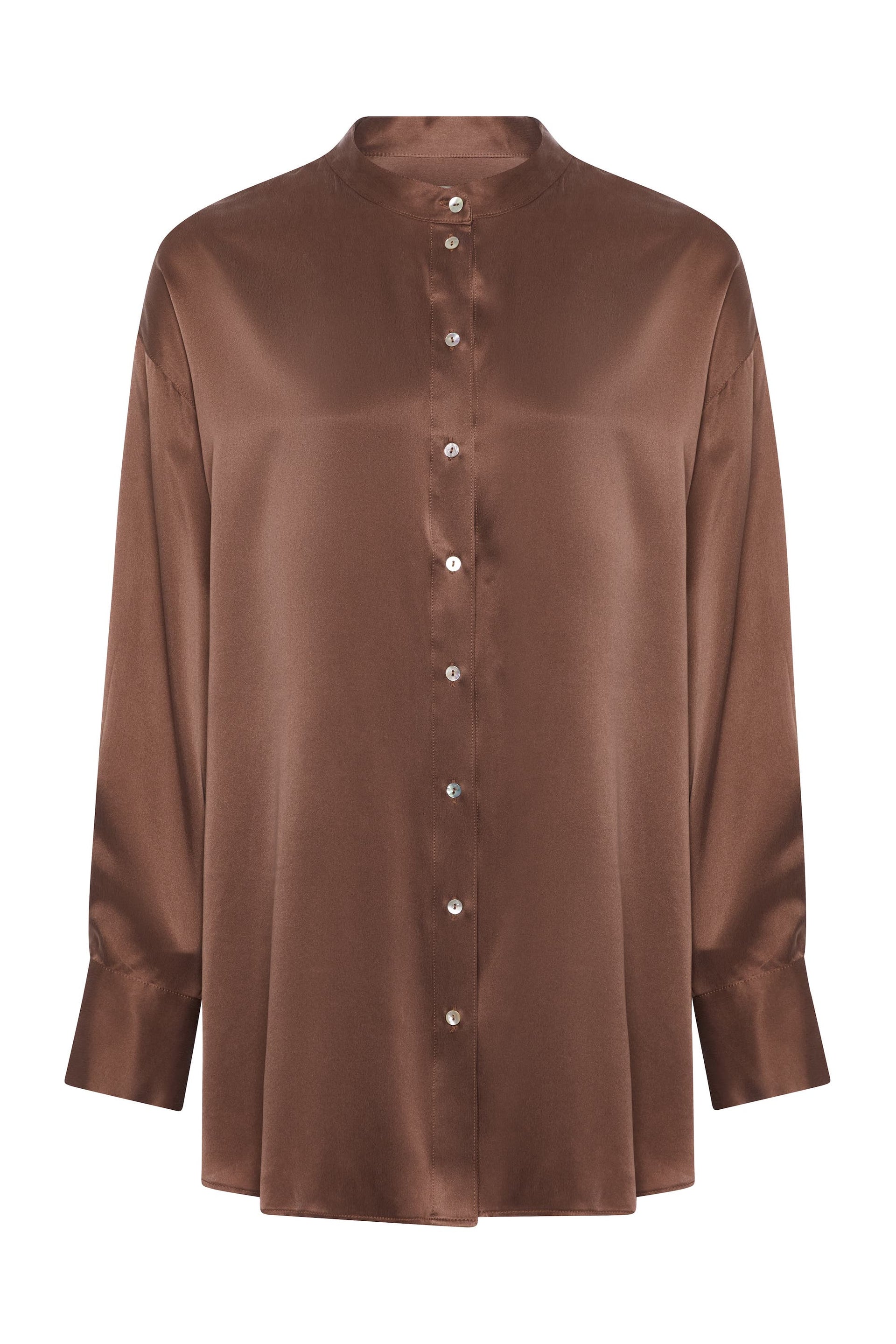 Mantera Cocoa Silk Charmeuse Shirt