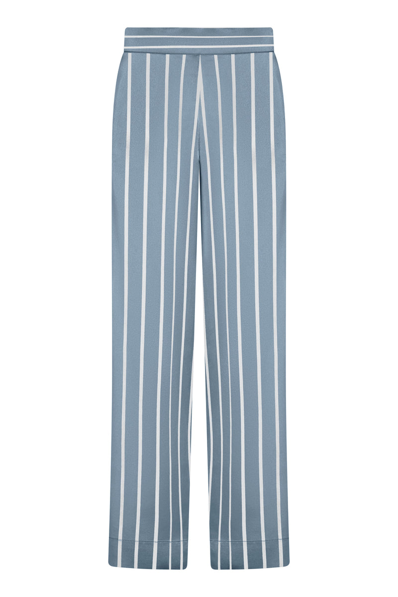 London Pyjama Bottom Dust Blue Stripe Silk
