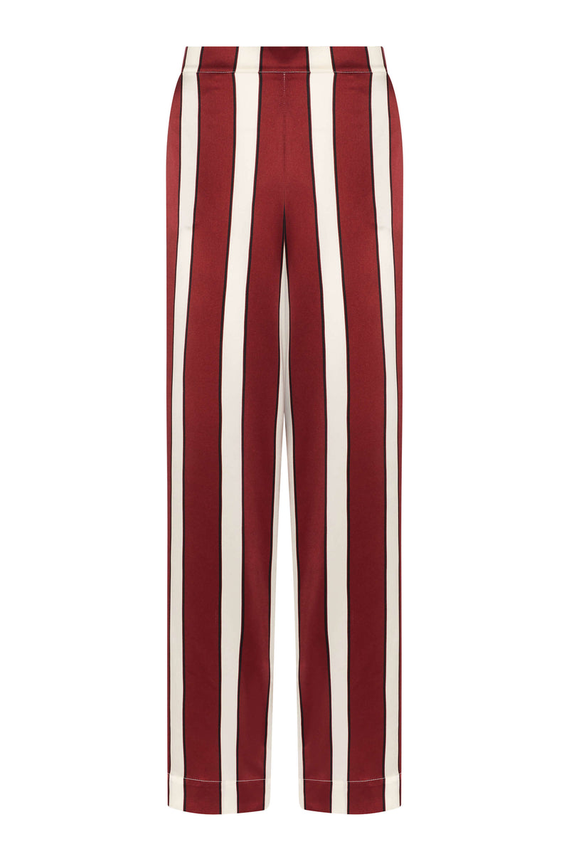 London Pyjama Bottom Ruby Bold Stripe Silk Charmeuse