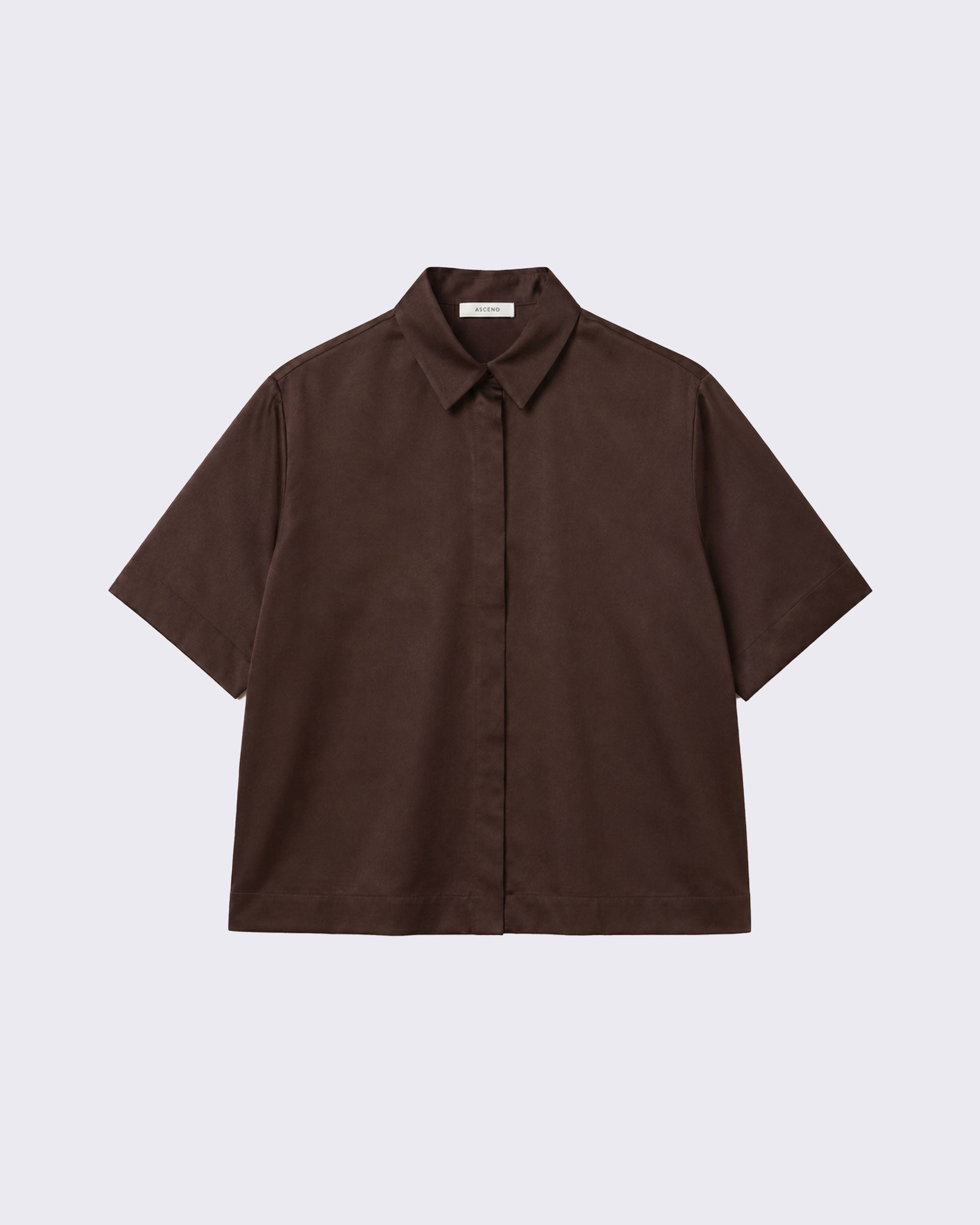Short Sleeve Shirt Espresso Silk Twill